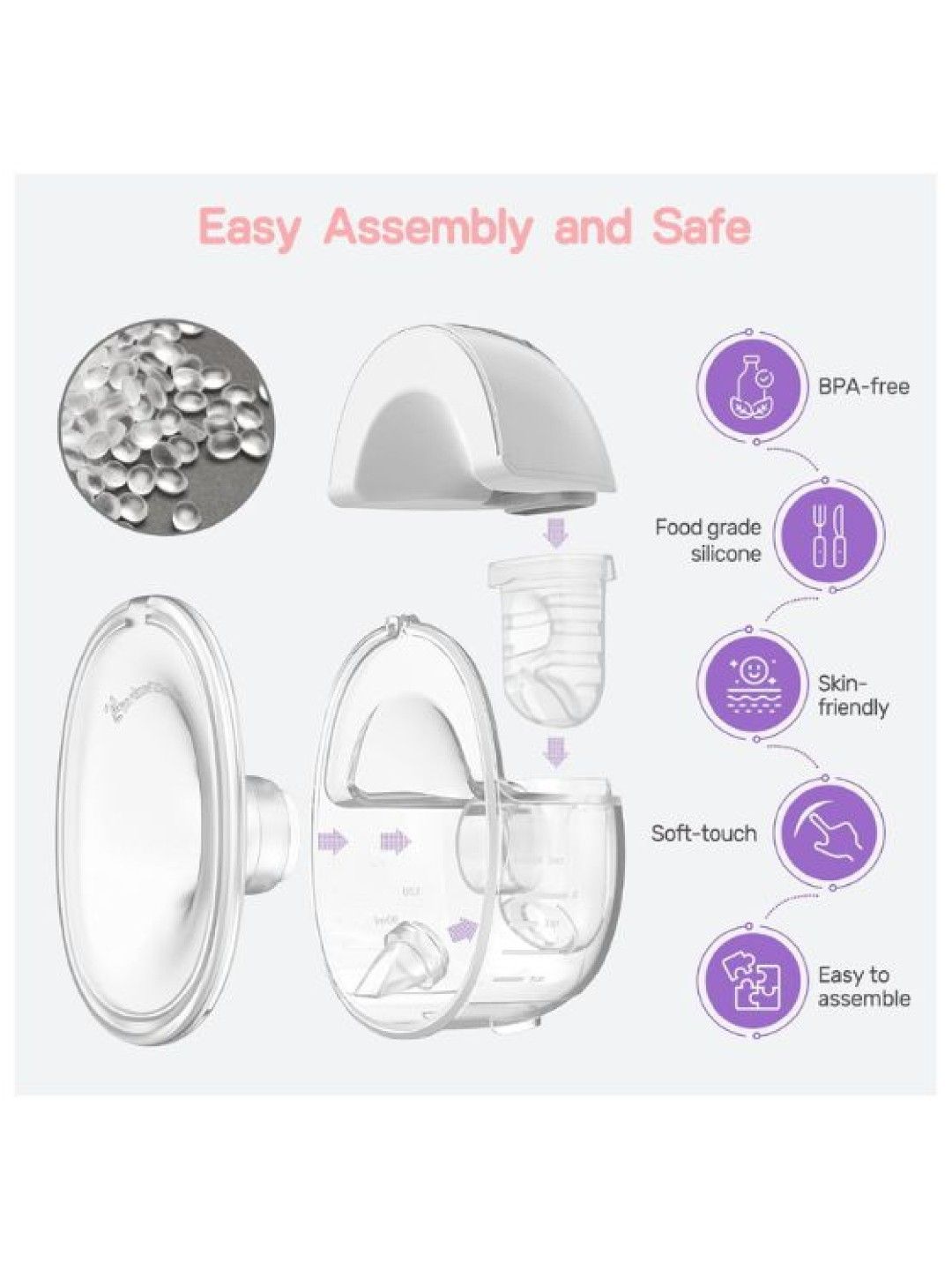 Flow V8 Handsfree Electric Wearable Breast Pump (White- Image 2)