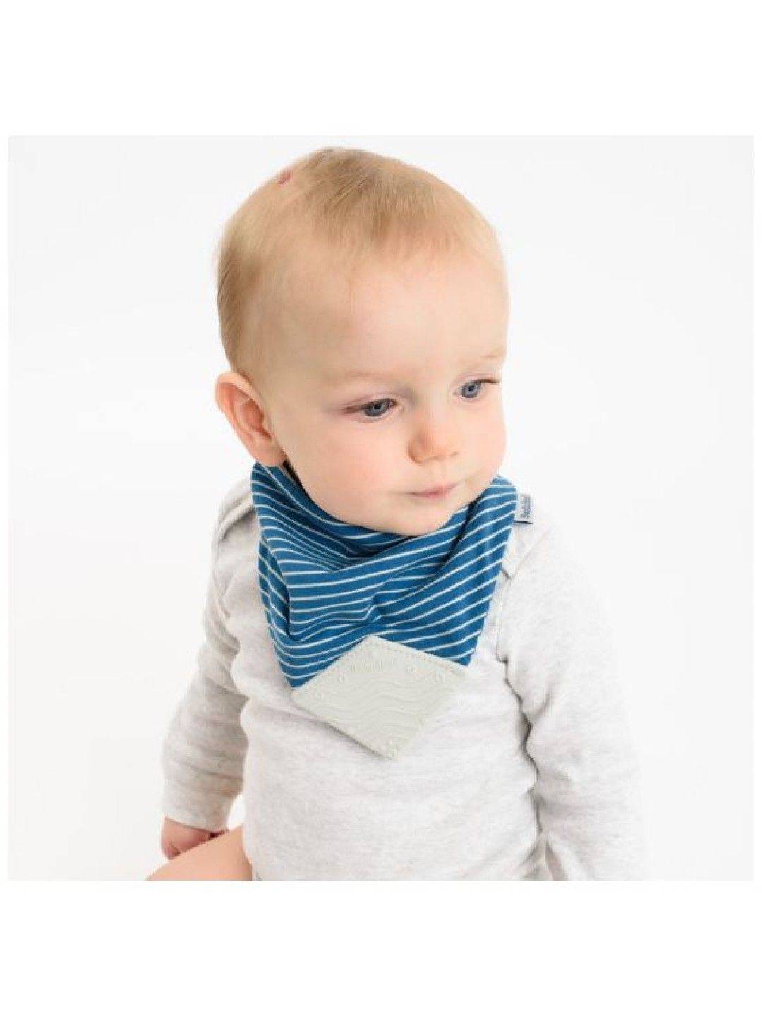 BooginHead Bandana Teether Bib (Blue & Silver- Image 4)