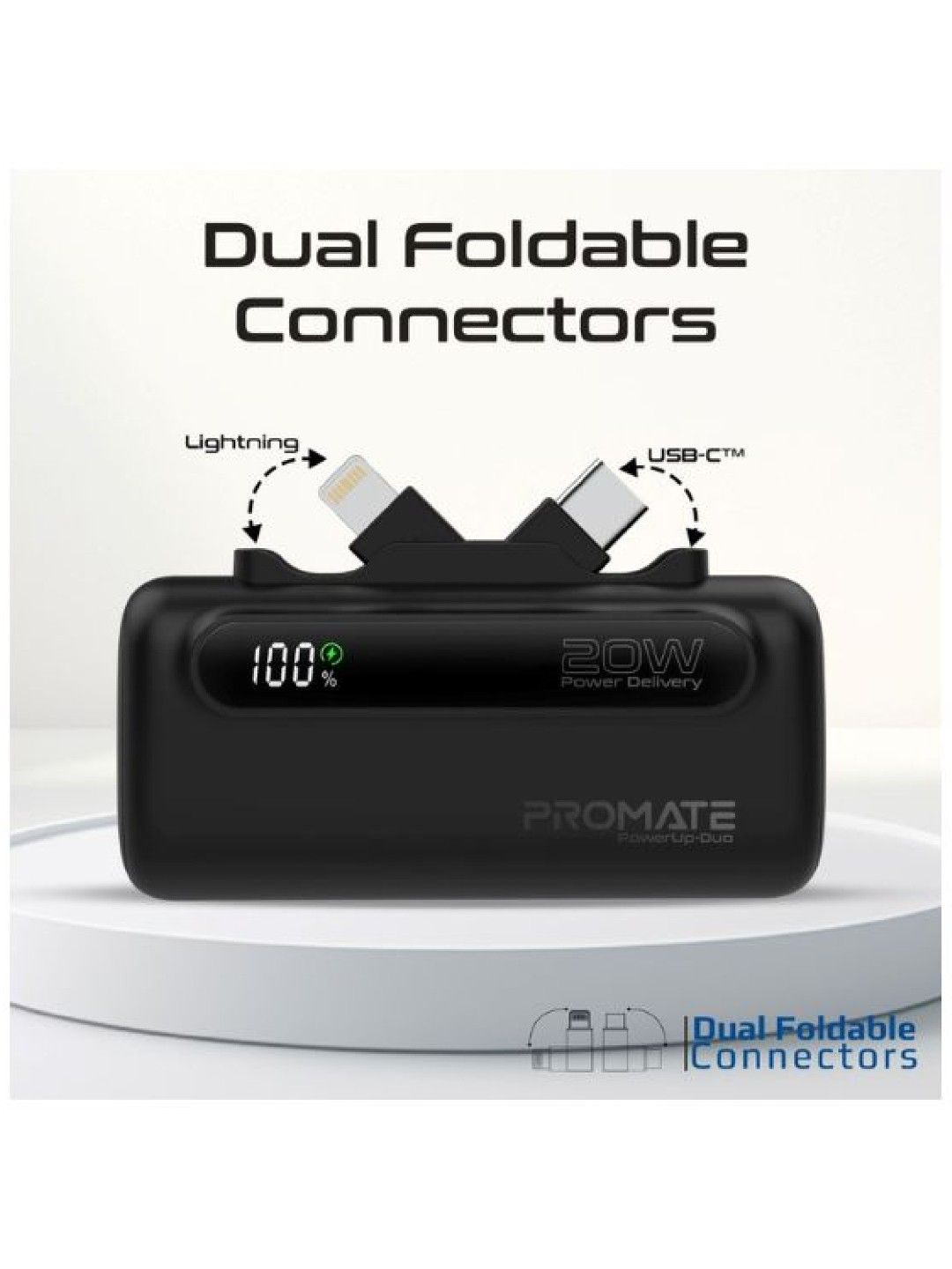 Promate POWERUP-DUO 5000mAh Ultra-Compact fast charging Power Bank (Black- Image 3)