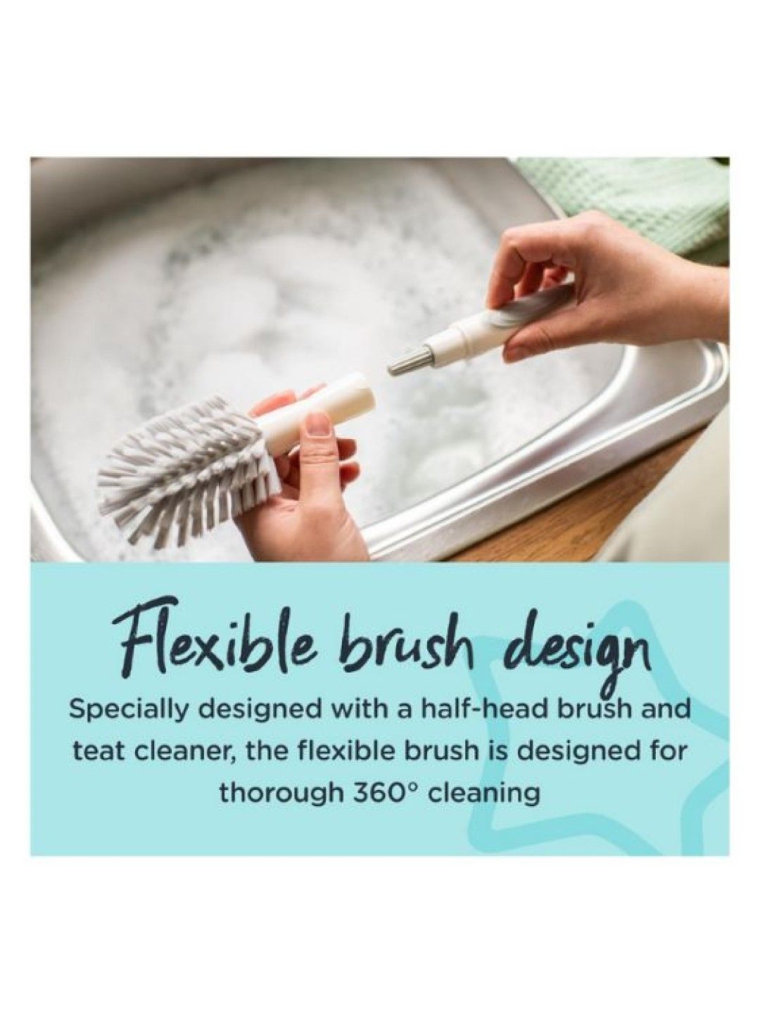 Tommee Tippee 2-in-1 Clean Bottle and Teat Brush (No Color- Image 3)