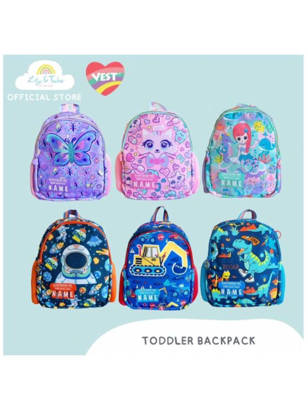 Lily and Tucker Vest 12” Kids Backpack with DIY Personalized Name - Cats (No Color- Image 3)