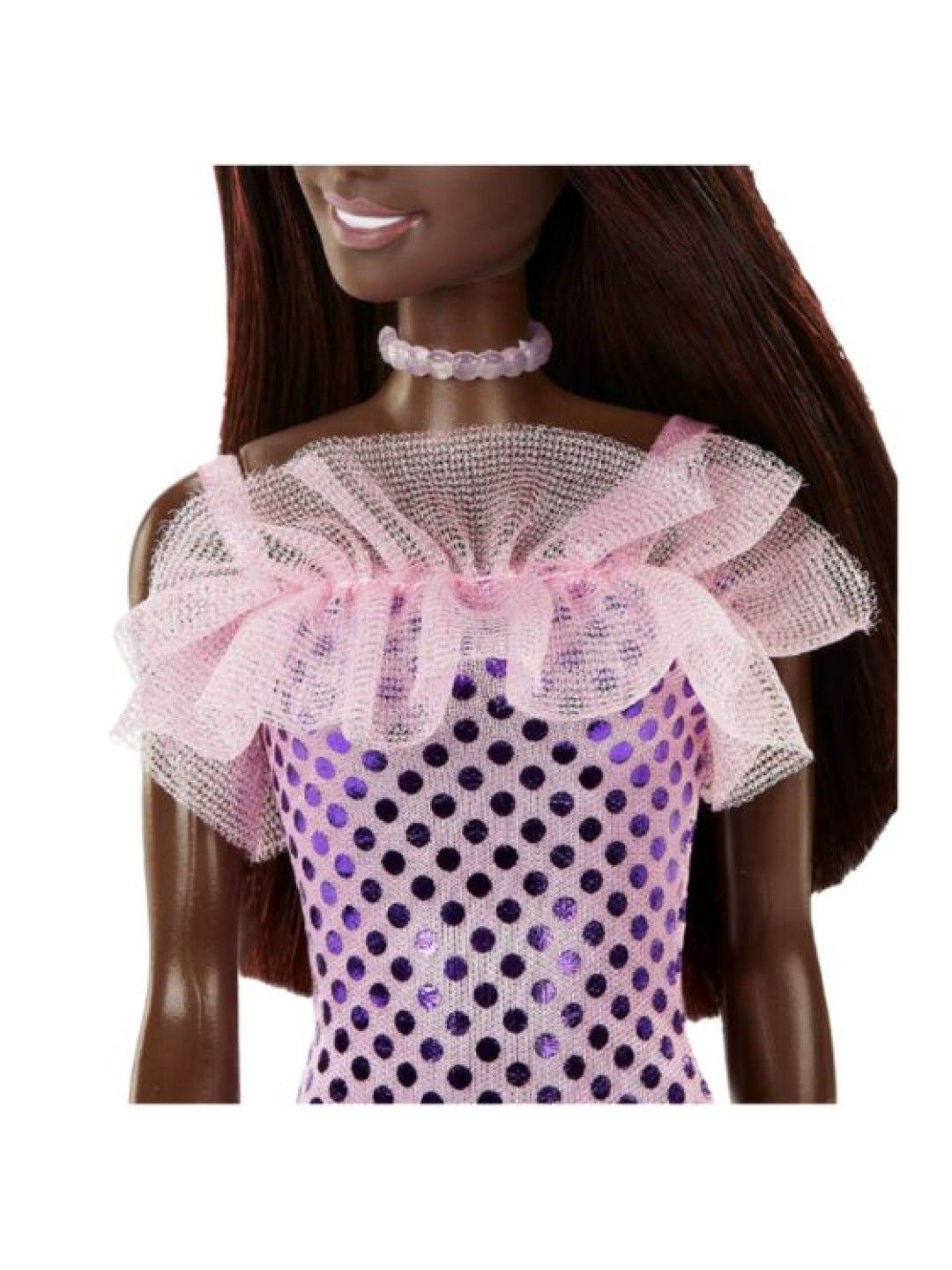 Barbie Pop Glitz Brunette Doll with Pink Metallic Dress Fashion Outfit (No Color- Image 3)