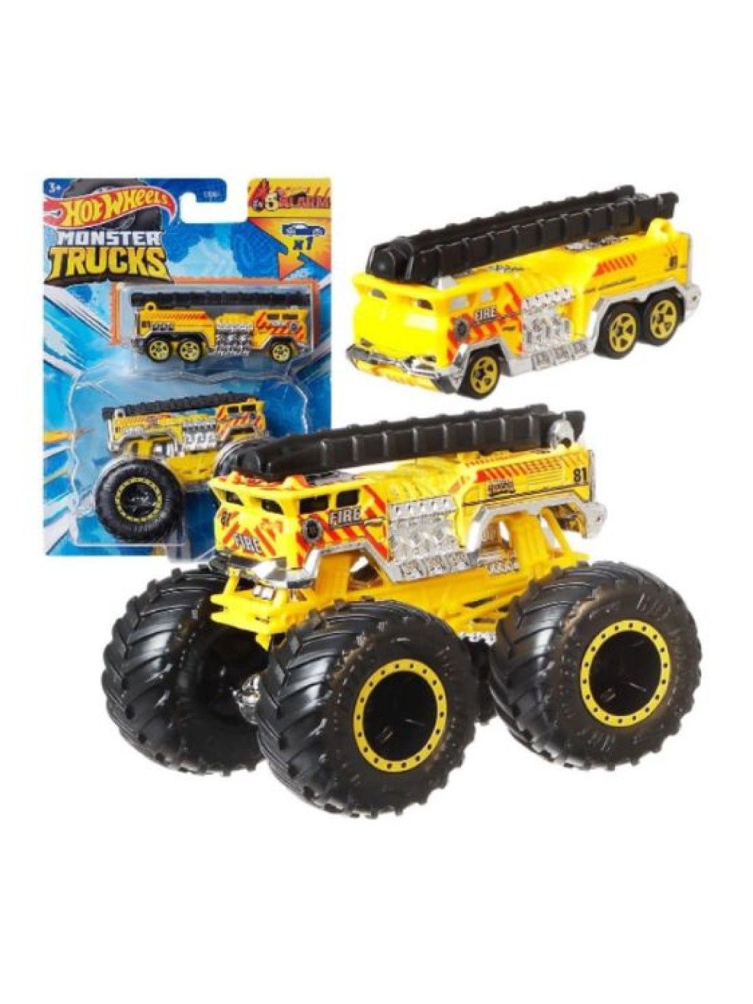 Hot Wheels Monster Trucks 1:64 Truck & Car - 5 Alarm Combo Pack (No Color- Image 3)