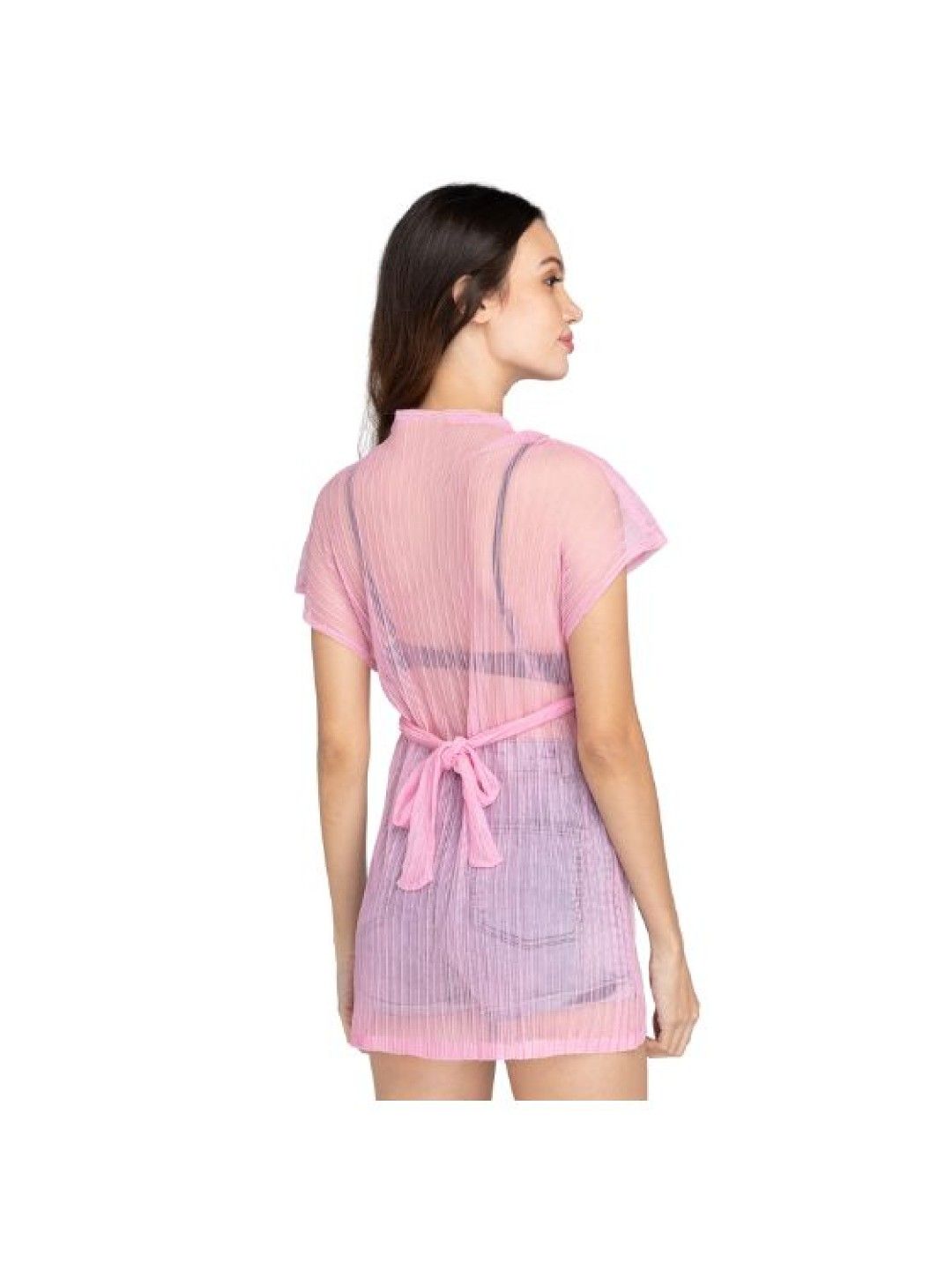 Eve's Chic Leanna Sheer Cover Up Dress (Pink- Image 3)