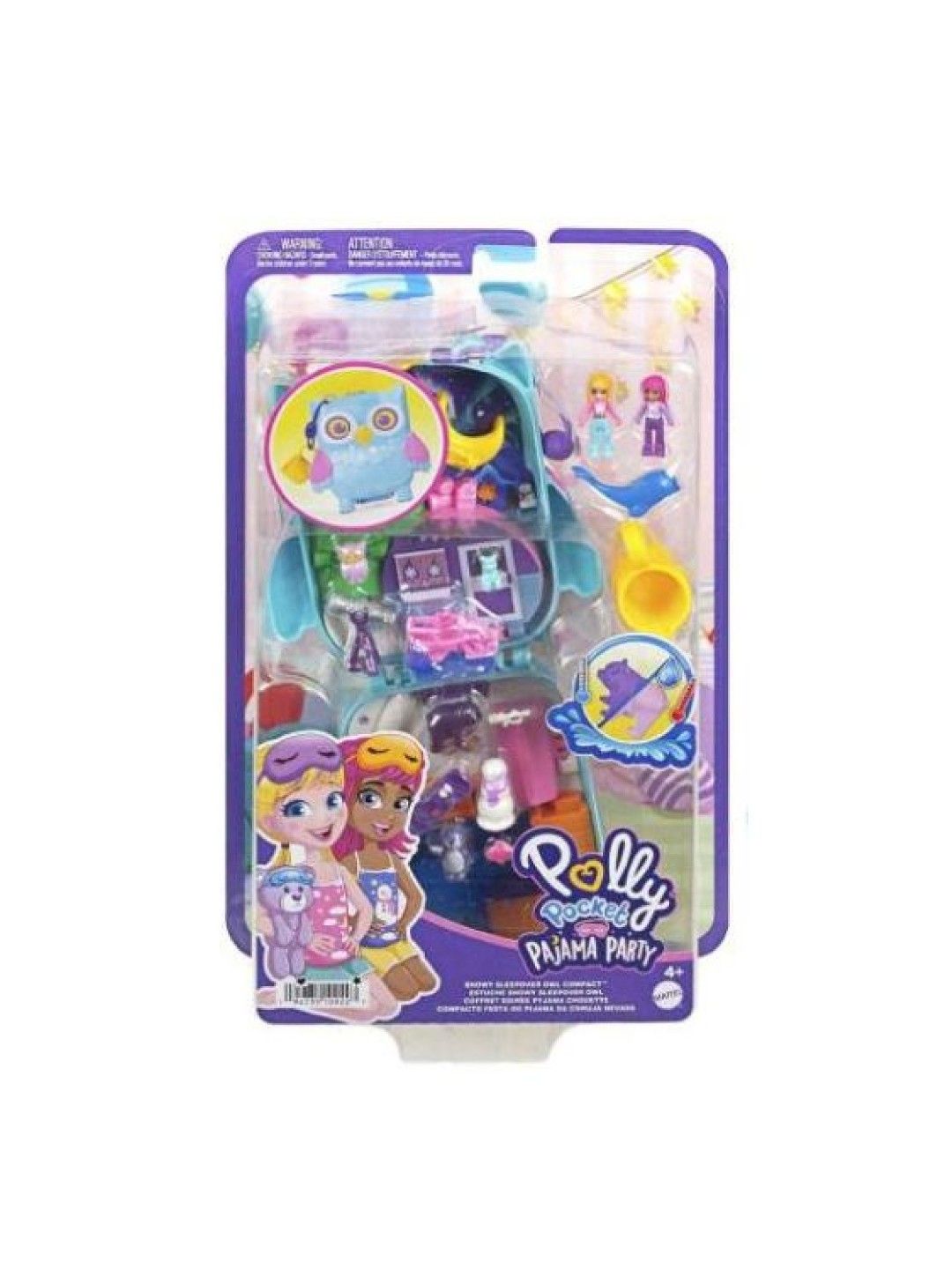 Polly Pocket Dolls And Playset, Pajama Party Snowy Sleepover Owl Compact (No Color- Image 4)