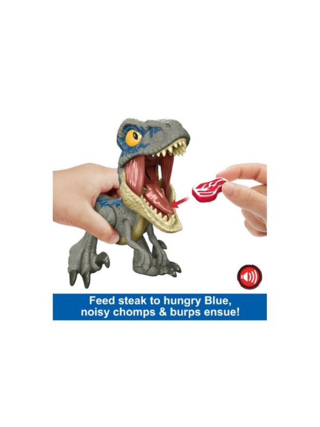Jurassic World Mega Roar Blue Velociraptor Dinosaur Toy With Sound & Stretchable (No Color- Image 3)