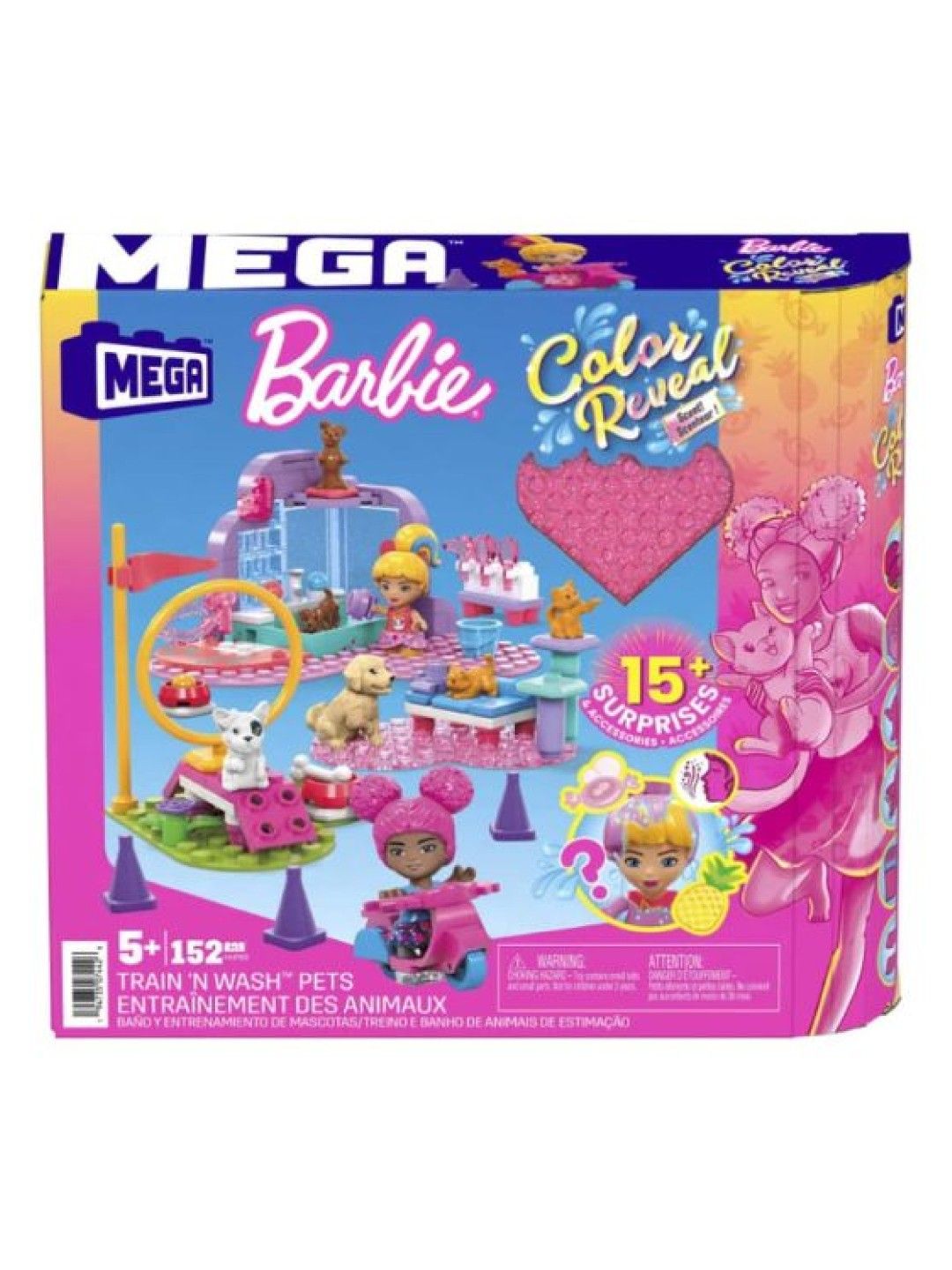 Megabloks Barbie Color Reveal Train N' Wash Pets (No Color- Image 3)