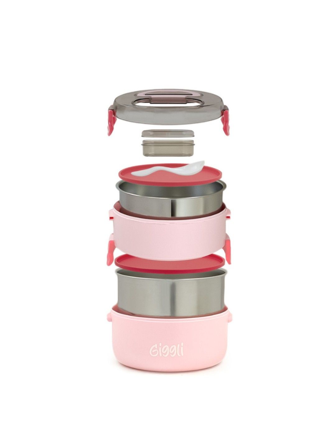 Giggli Double Decker Stainless Steel Lunchbox (Pink- Image 4)