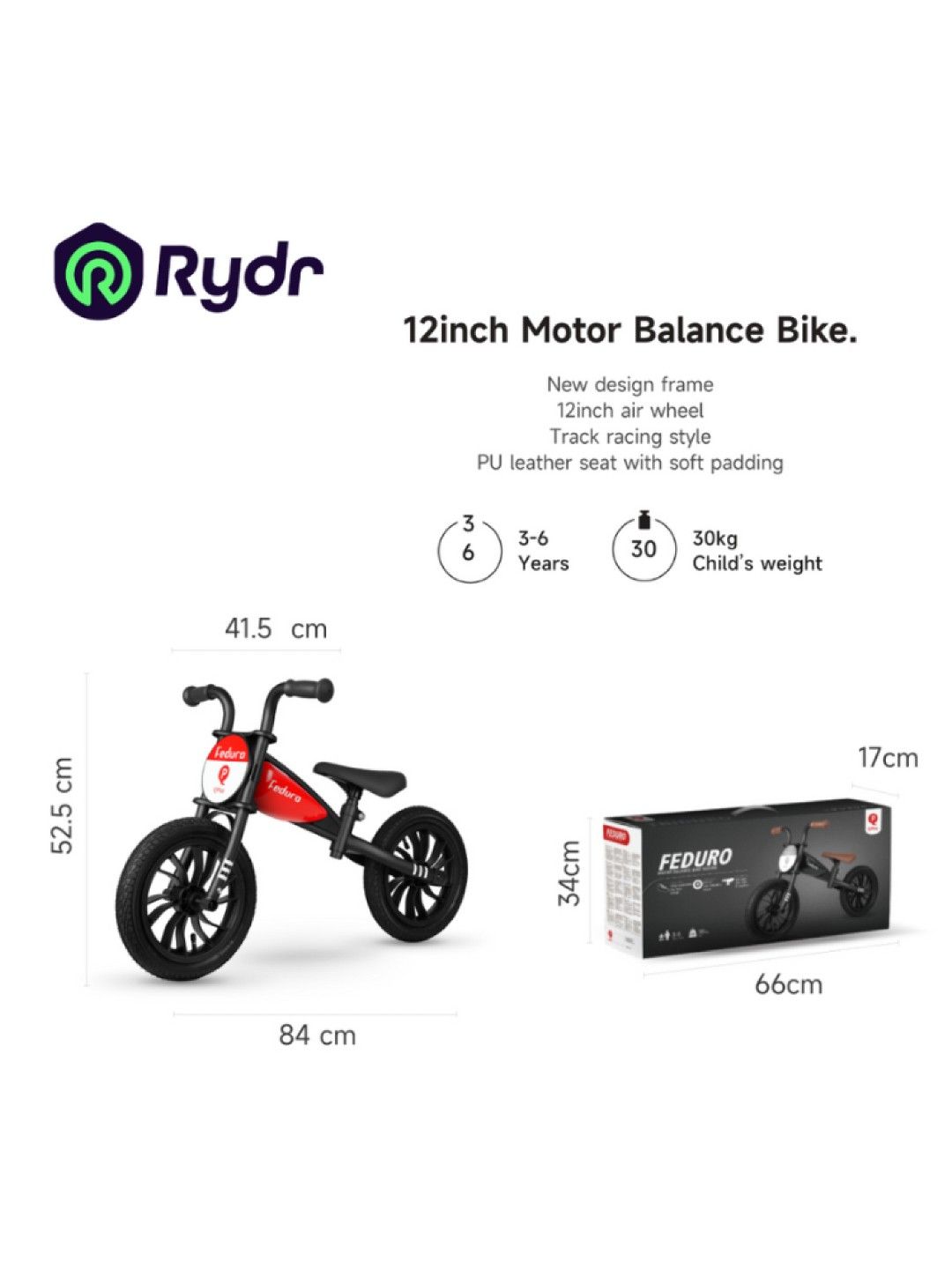 QPlay Feduro Motor Balance Bike (Black- Image 3)