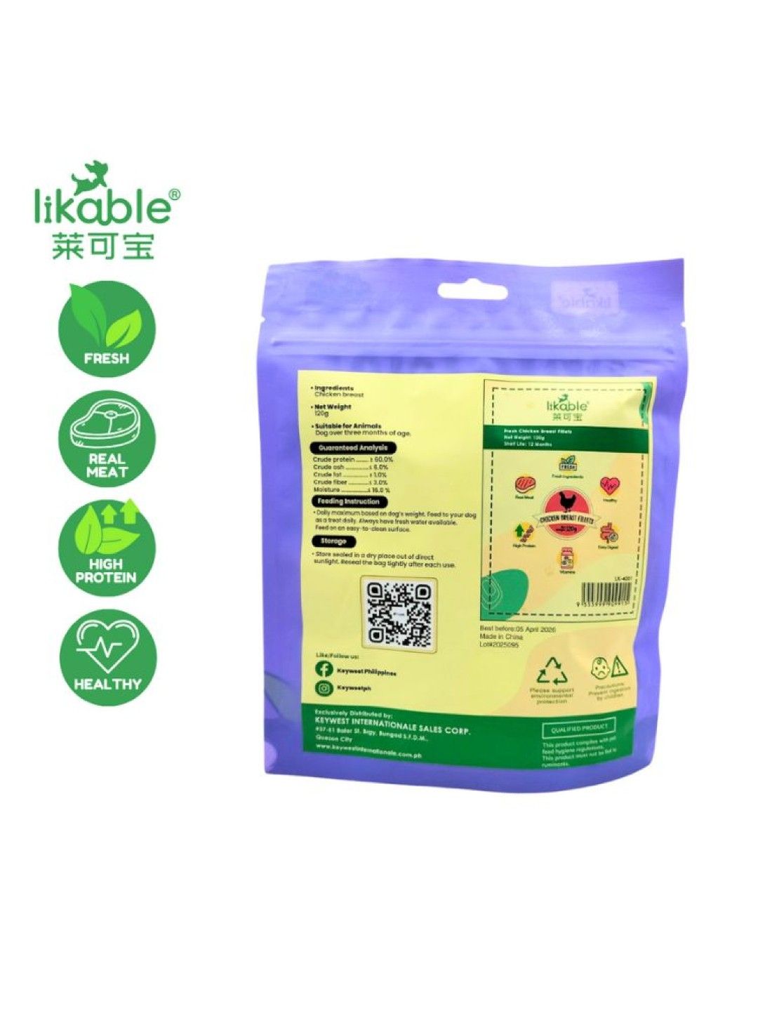 LIKABLE Original Prime Dog Snacks Fresh Chicken Breast Fillets (120g) (No Color- Image 3)