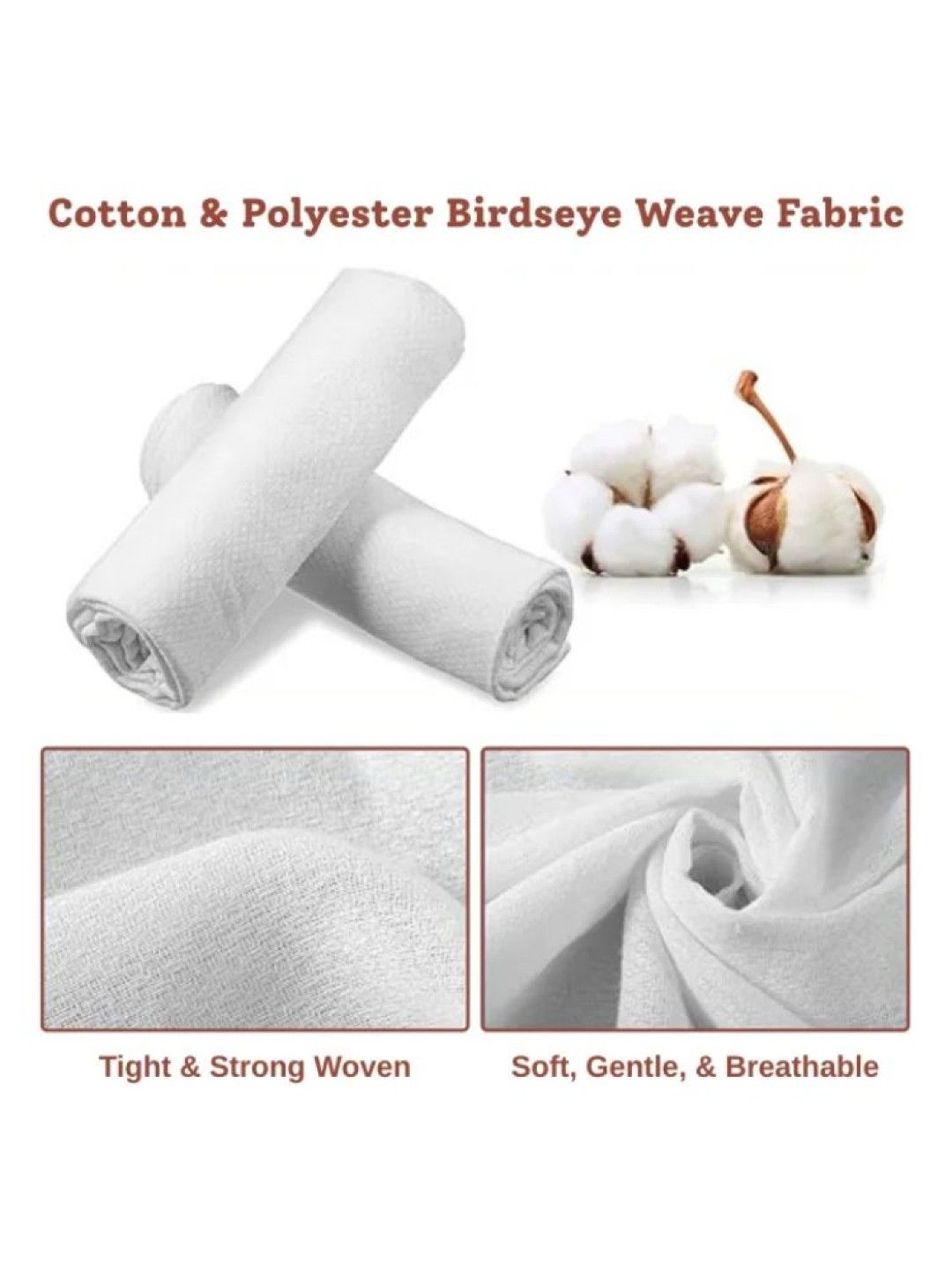 Lunabebe Lampin Birds Eye Cloth Big Size (White- Image 3)