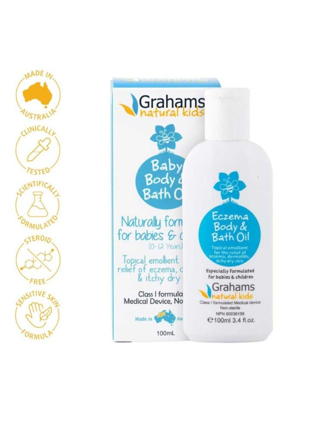 Grahams Natural Baby Eczema Body and Bath Oil (100ml) (No Color- Image 2)