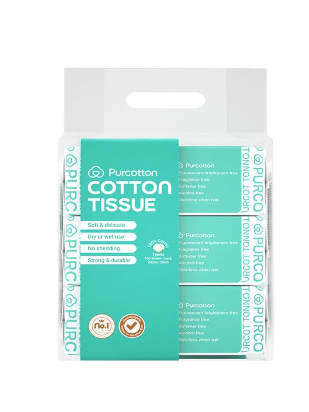 Purcotton Cotton Tissue 100s (3 pack) (No Color- Image 3)