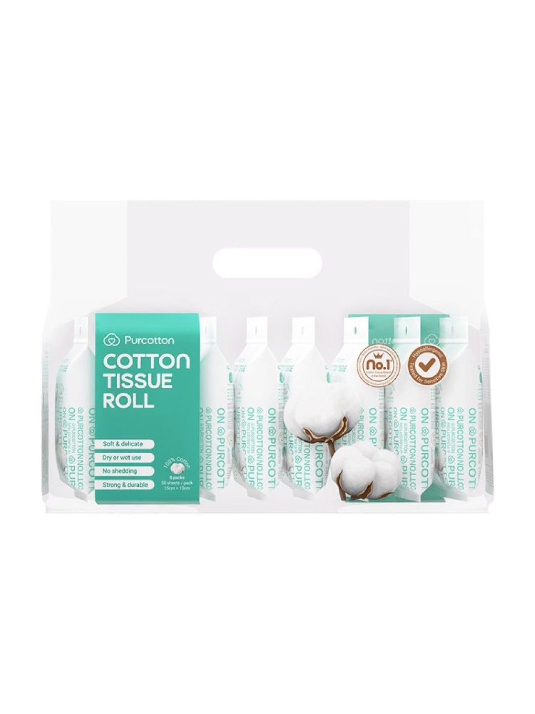 Purcotton Cotton Tissue Roll 50's (8 pack) (No Color- Image 3)