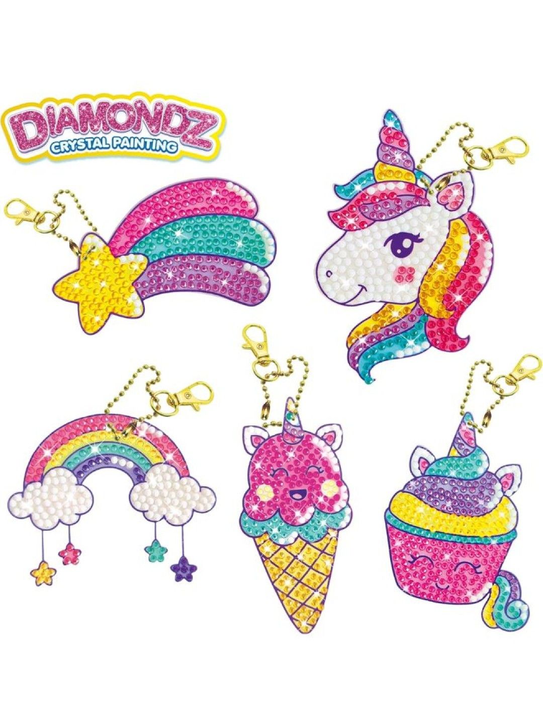 Craze Diamondz DIY Diamond Painting - Unicorn Keychain Set (No Color- Image 2)