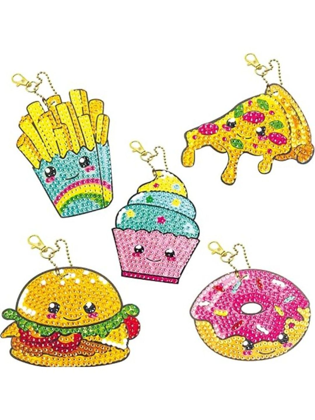 Craze Diamondz DIY Diamond Painting - Snacks Keychain Set (No Color- Image 2)