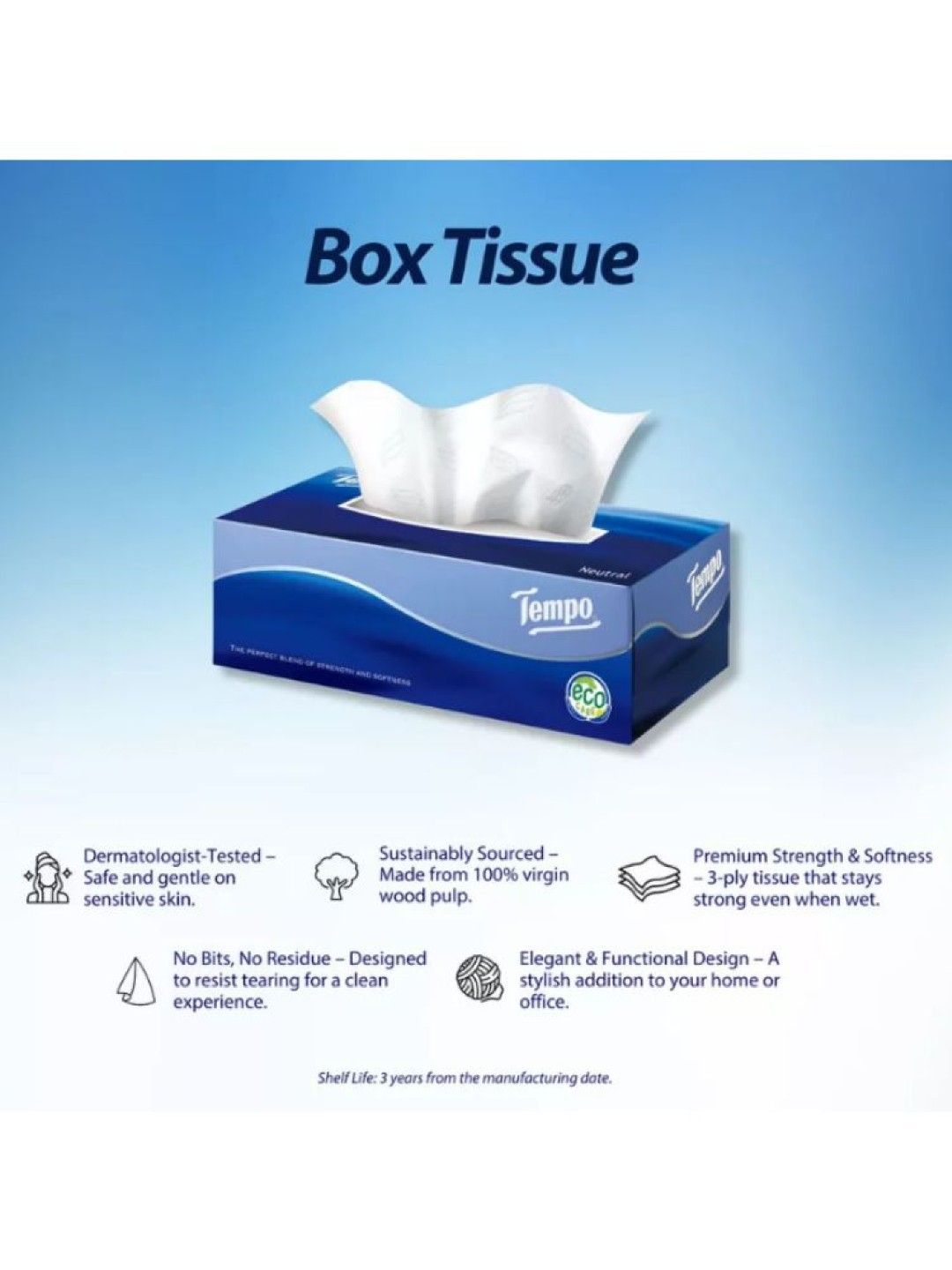 Tempo Box Neutral Facial Tissue (4 boxes) (No Color- Image 3)
