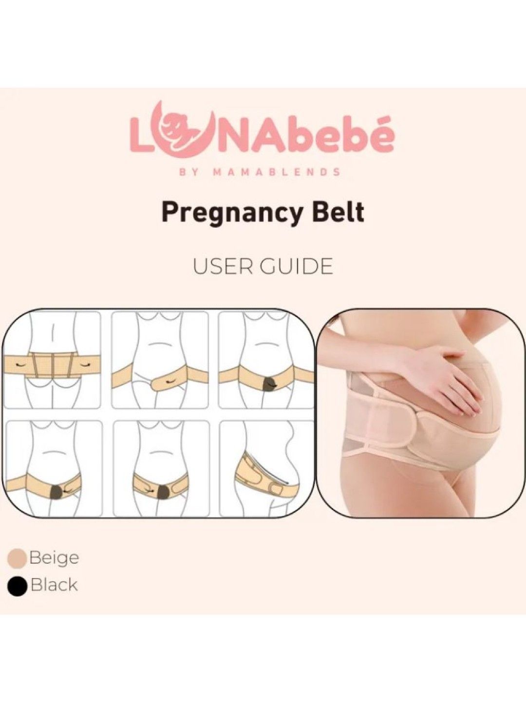 Mama Blends Lunabebe Maternity Pregnancy Support Belt (Beige- Image 3)