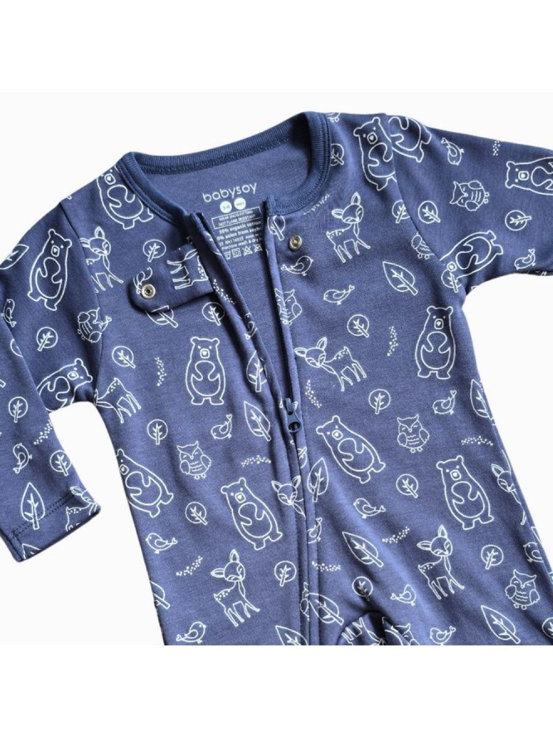 Babysoy Forest Friend Indigo Zipper Footie (No Color- Image 3)