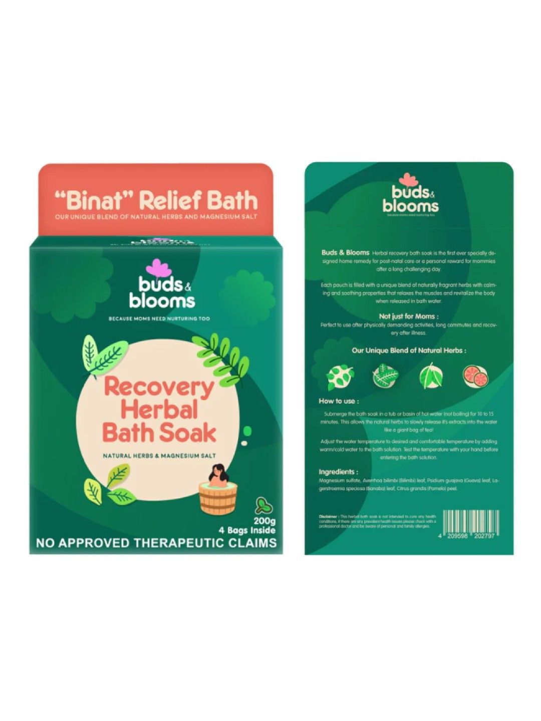 Buds & Blooms Recovery Herbal Bath Soak (4 bags) (No Color- Image 3)