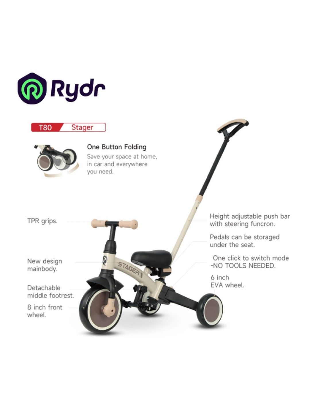 QPlay Stager 3-In-1 Trike (Pink- Image 2)