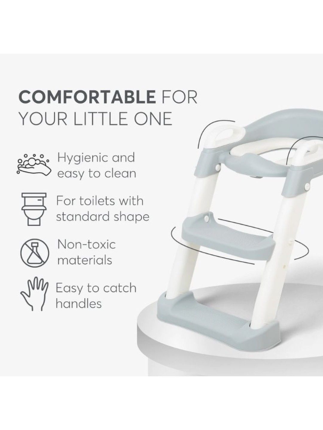 KikkaBoo Toilet Seat With Ladder Lea (Grey- Image 3)