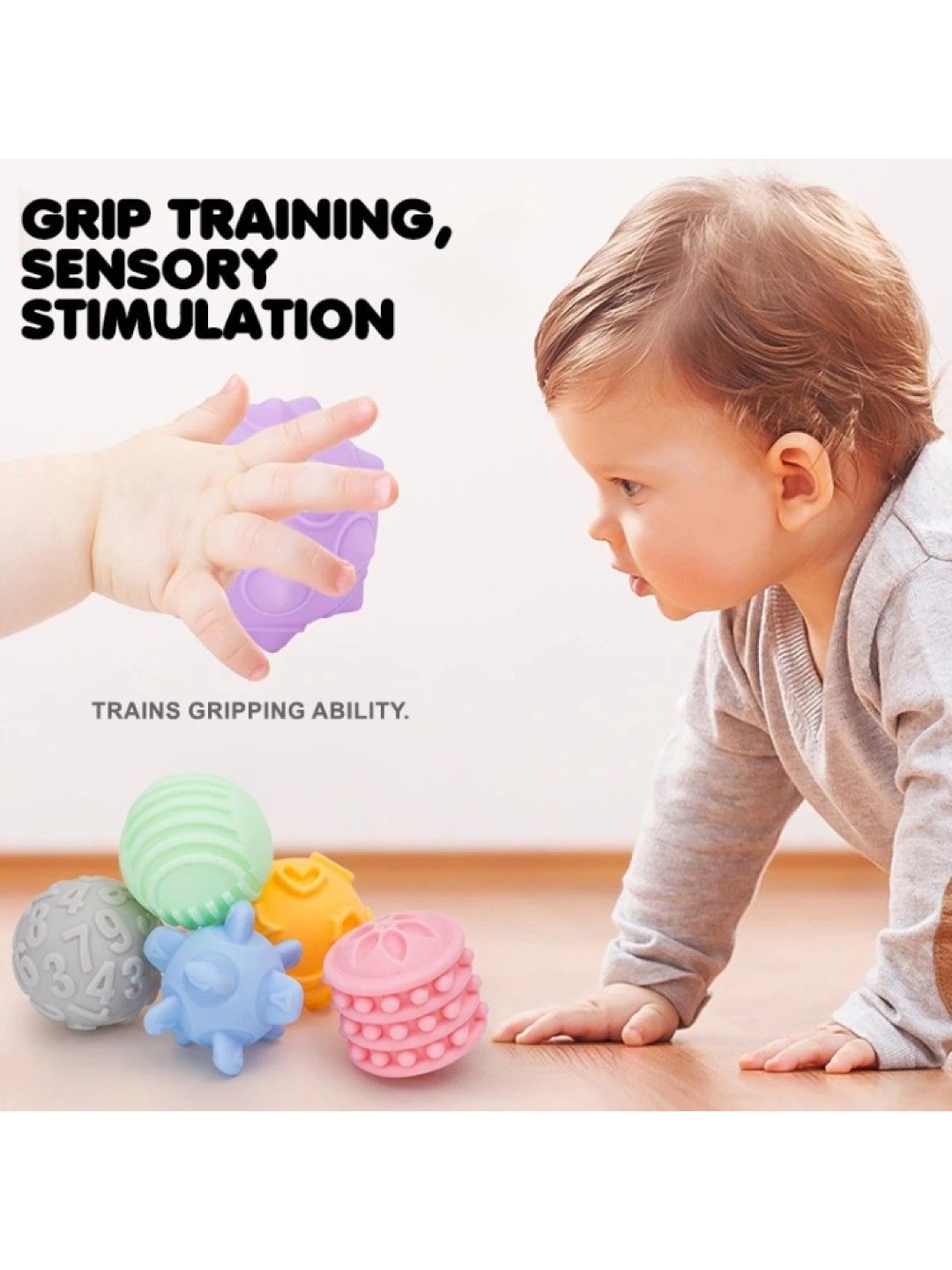 BabyPro Squeaky Training Soft Ball Sensory Toy 6pcs (No Color- Image 3)