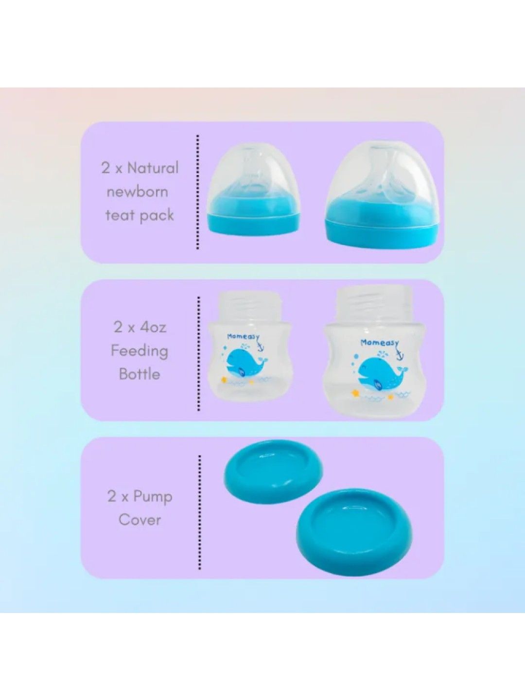 Momeasy Dual Electric Breast Pump with 2pcs 4oz Wide-Neck Anti-Colic Bottle (No Color- Image 4)