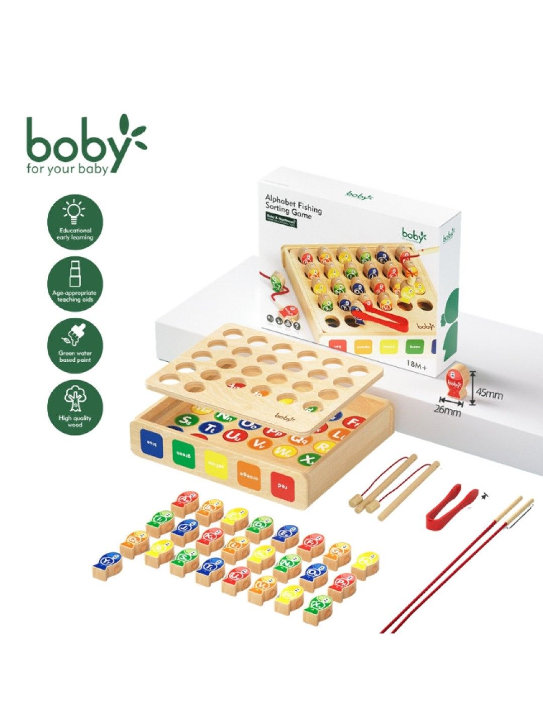 Boby Wooden Alphabet Fishing Sorting Game (No Color- Image 3)