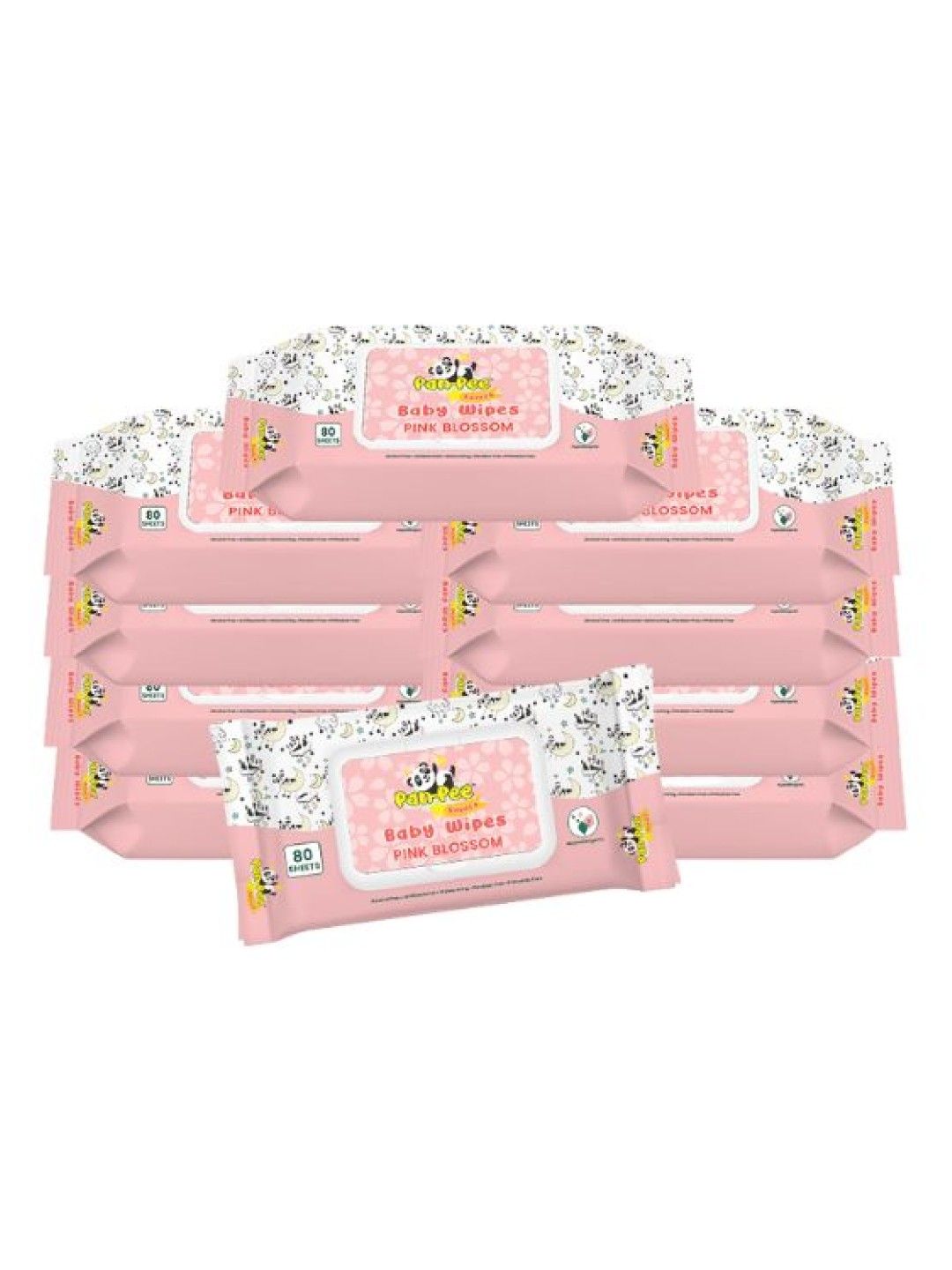 PanPee Savers Pink Blossom Scent Baby Wipes 80's Pack of 10 (No Color- Image 2)