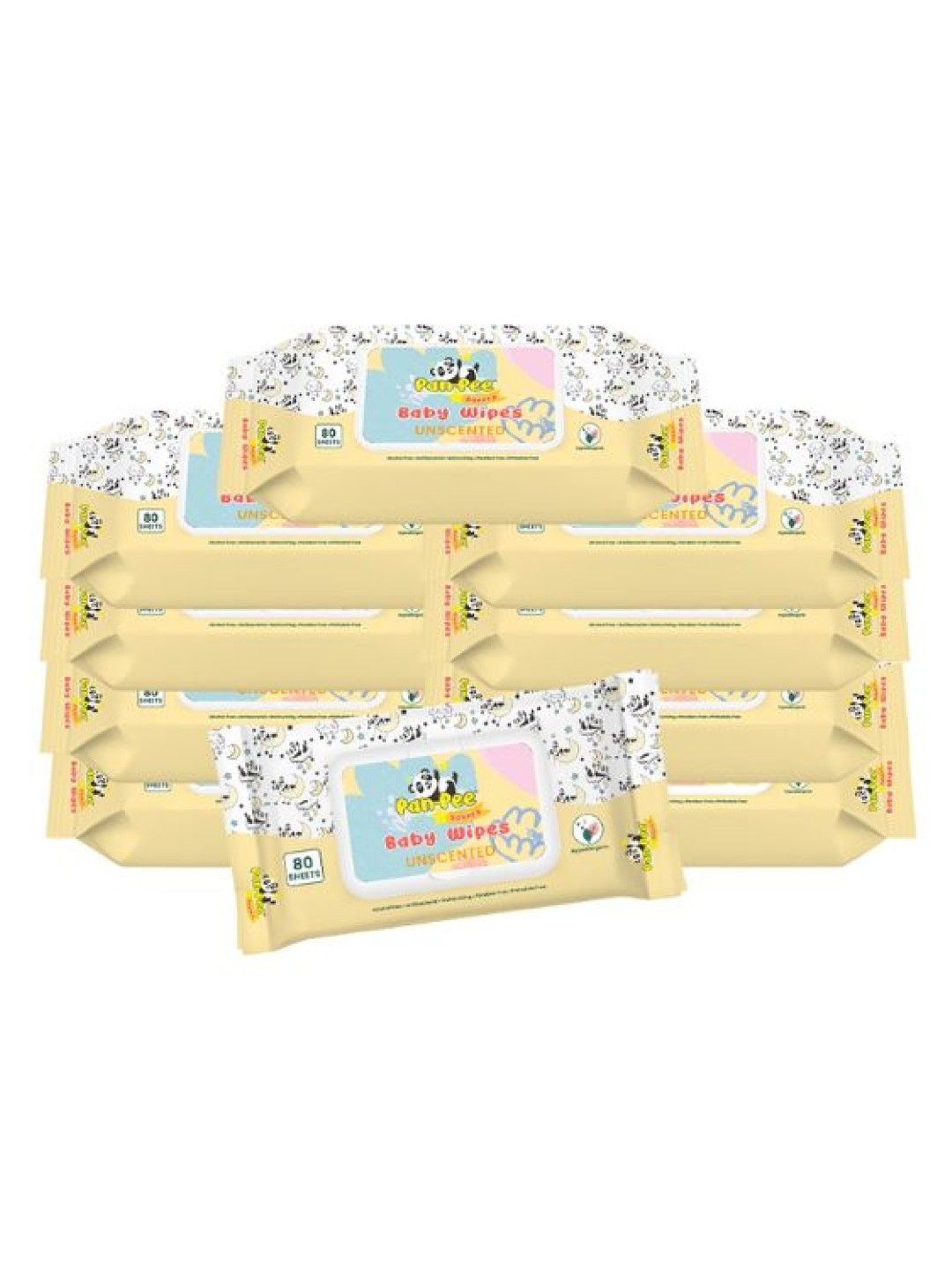 PanPee Savers Unscented Baby Wipes 80's Pack of 10 (No Color- Image 2)