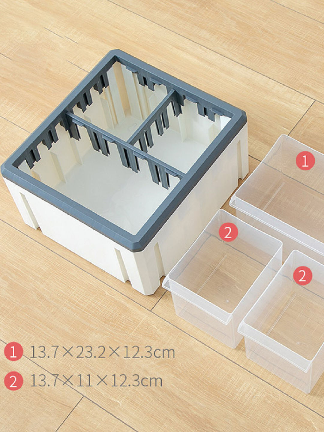 Qubit Tri Cube Storage Box (Gray Frame + White Body- Image 2)