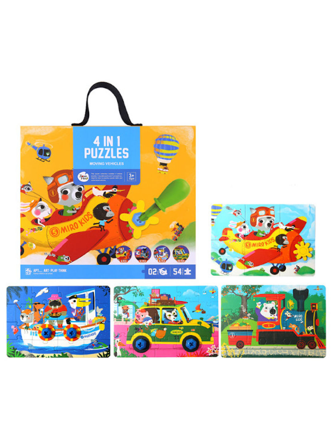 Joan Miro 4 in 1 Vehicles Puzzles and Screw (No Color- Image 1)