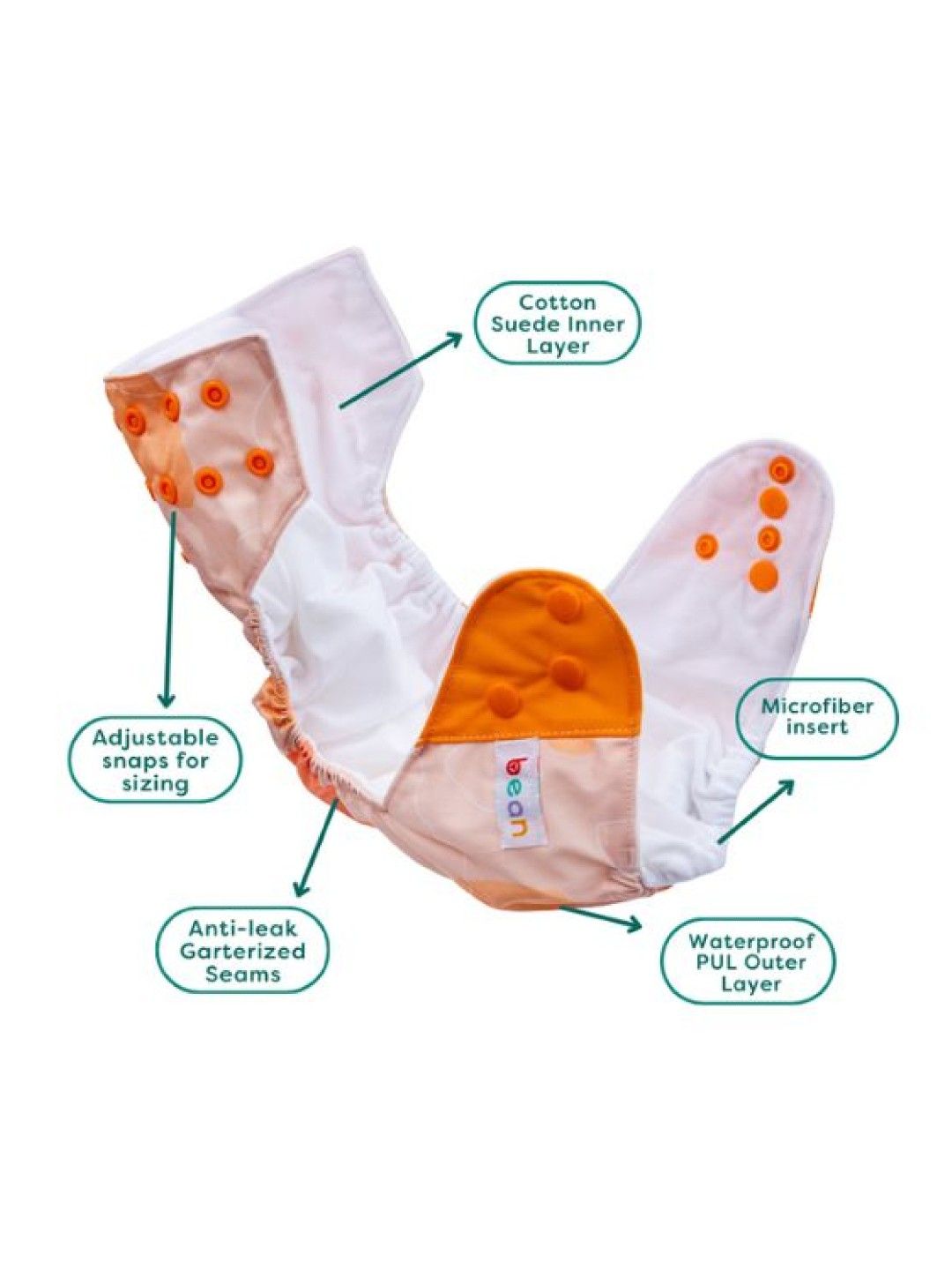 bean fashion Snappies Little Bean Orange Cloth Diaper (No Color- Image 3)