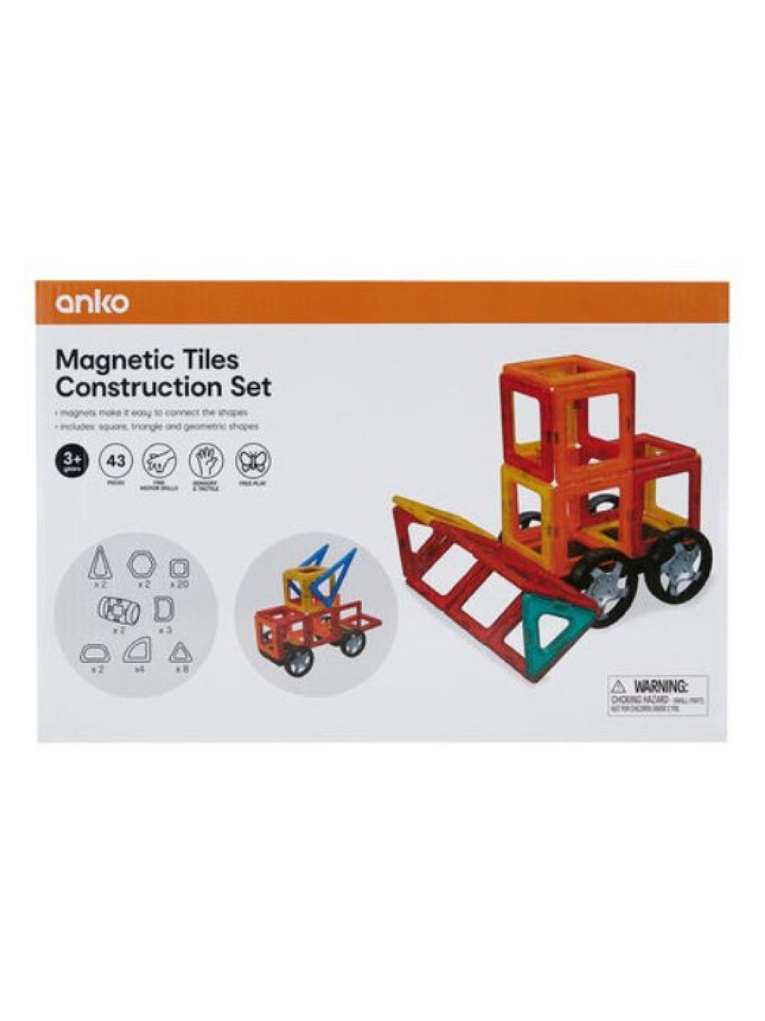 Anko 43-Pieces Magnetic Tiles Construction Set (No Color- Image 3)