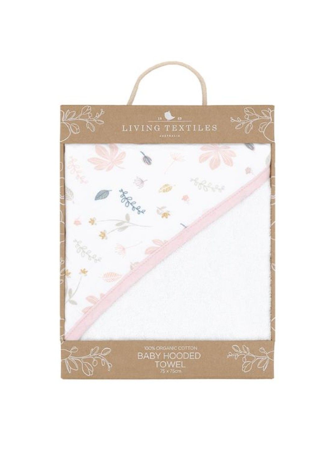 Living Textiles Organic Muslin Hooded Towel - Botanical/Blush (No Color- Image 2)