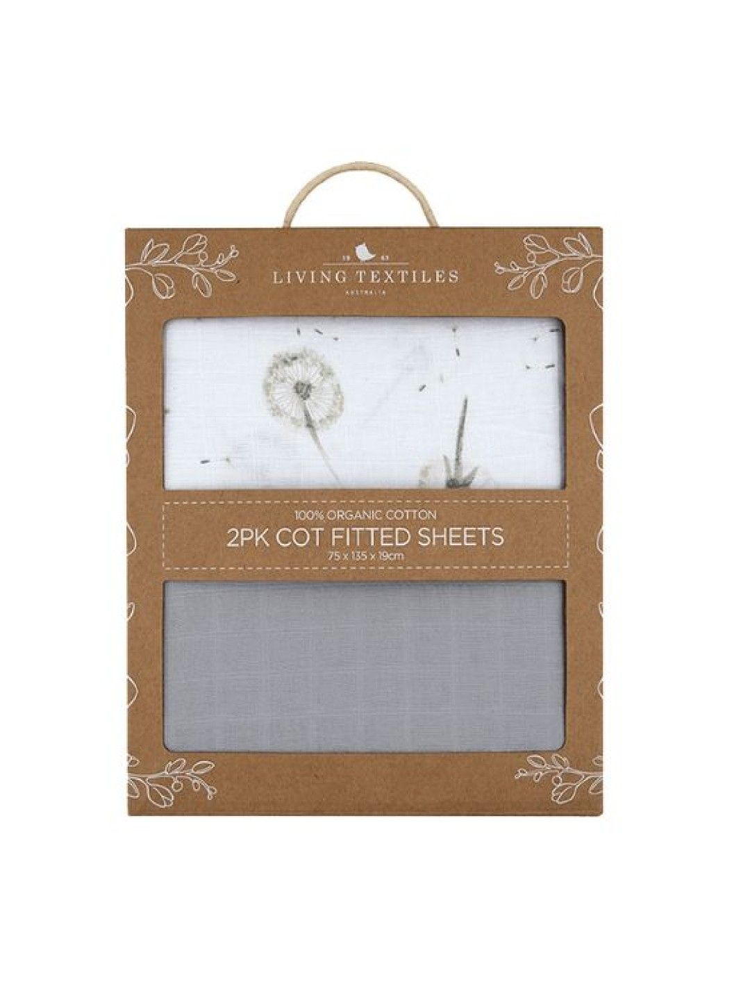 Living Textiles Organic Muslin 2-Pack Cot Fitted Sheets - Dandelion/Grey (No Color- Image 1)