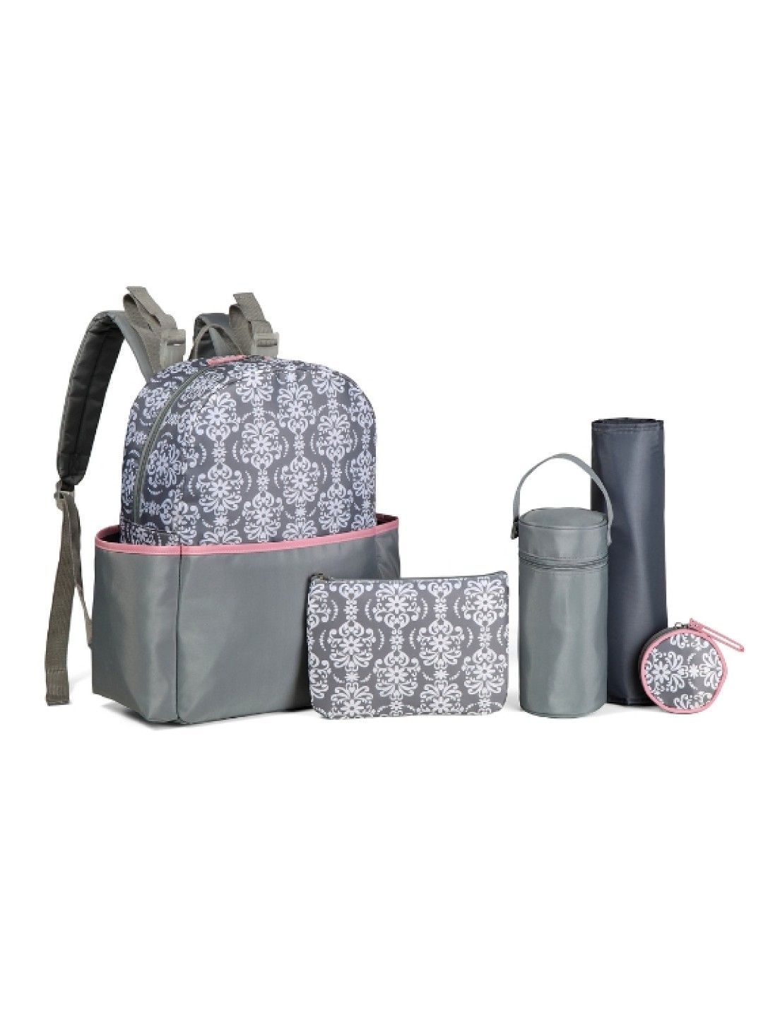 Colorland Magic 5 Piece Set Family Diaper Backpack (BP240) (Grey Mary Flower- Image 1)