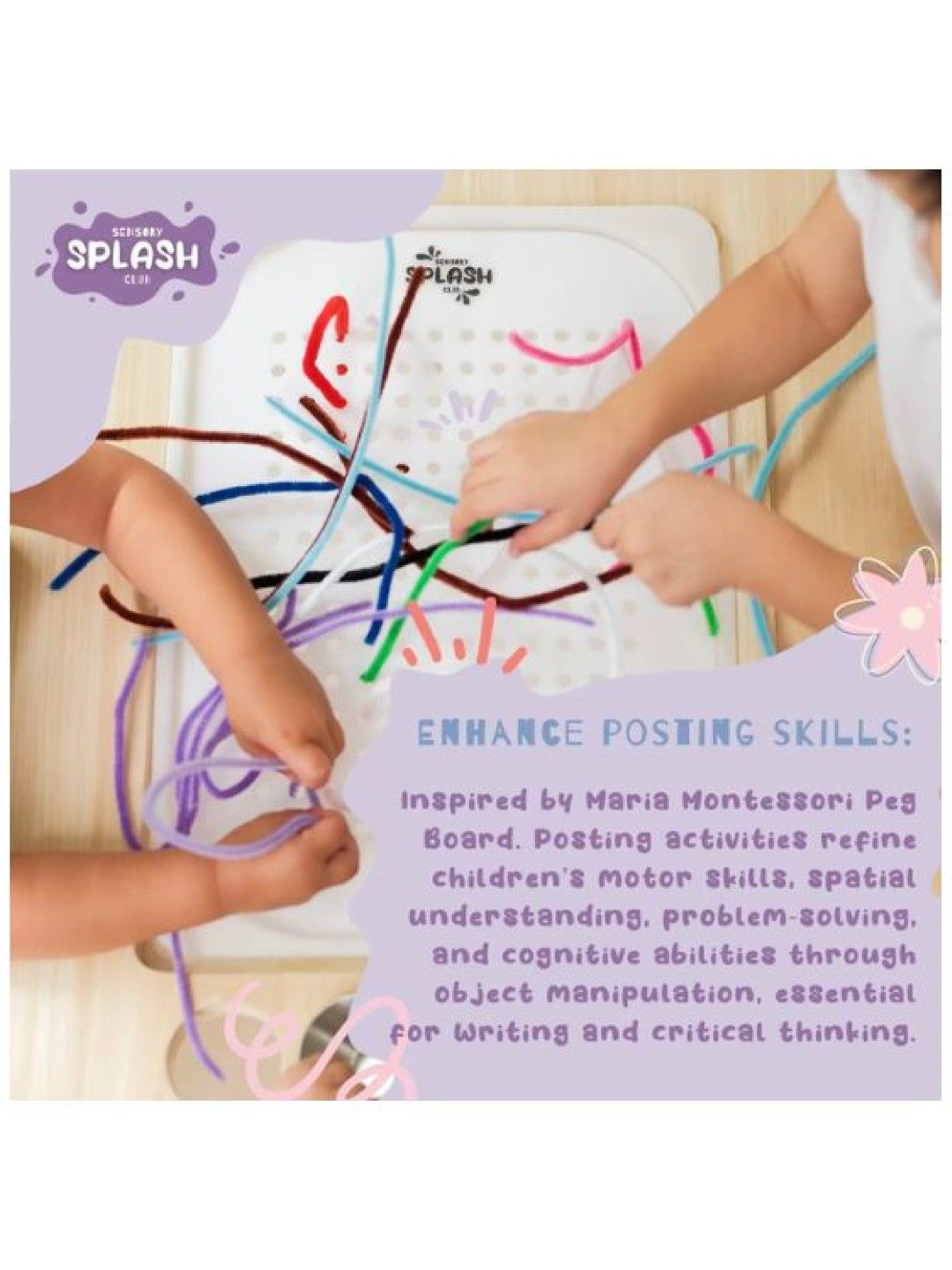 Sensory Splash Club Pattern Play Sensory Learning Board with Fuzzy wires (No Color- Image 2)