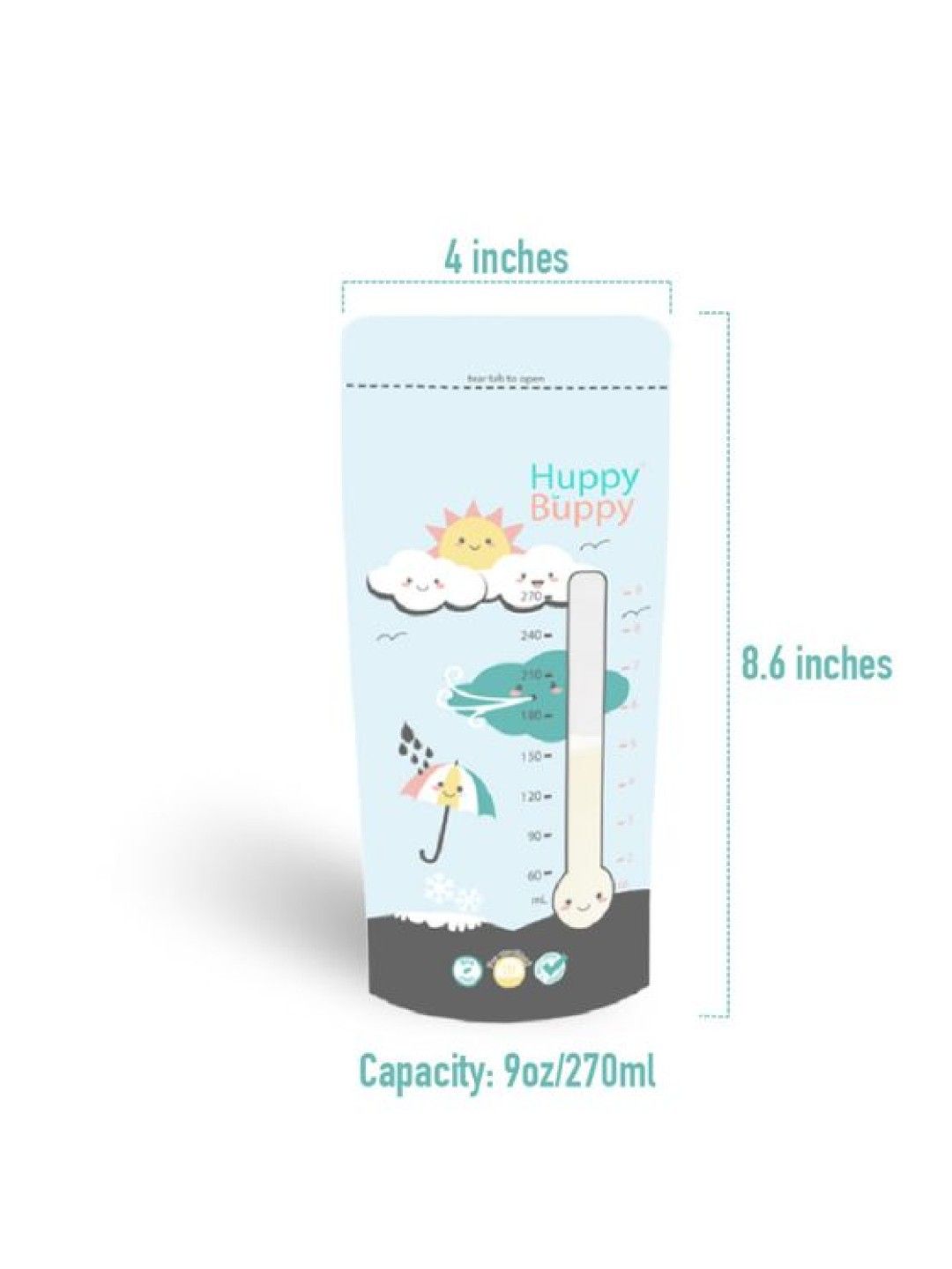 Huppy Buppy Disposable Breastmilk Storage Bags 9oz/250ml (30 bags) (No Color- Image 4)