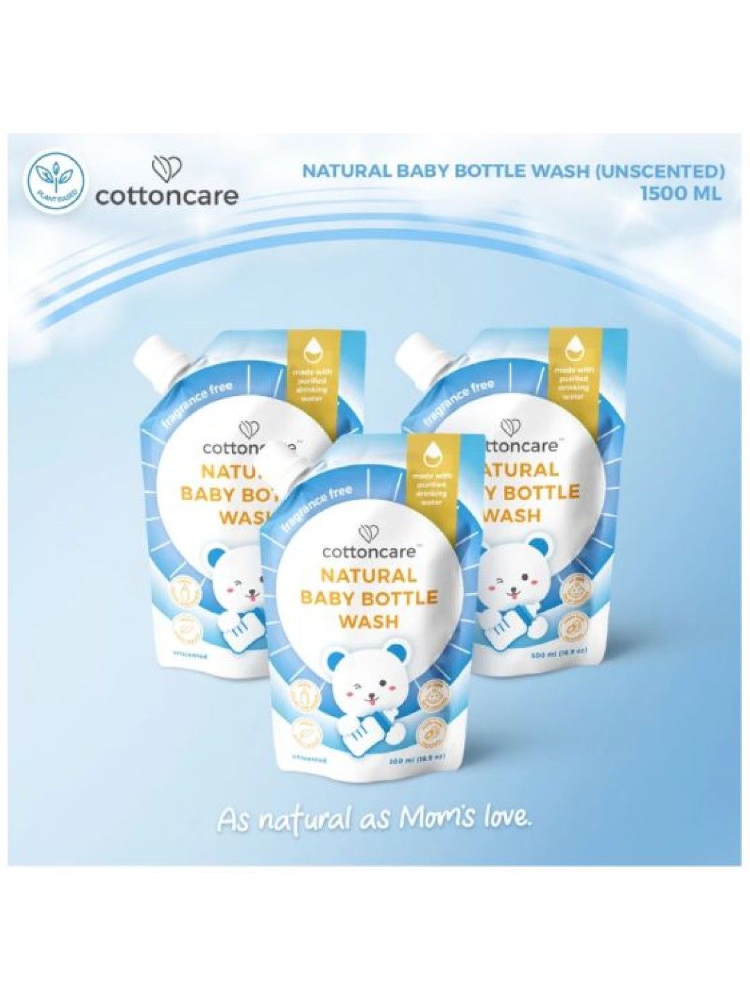 Cotton Central™ Cottoncare Natural Baby Bottle Wash - Unscented (1500 ml) (No Color- Image 2)