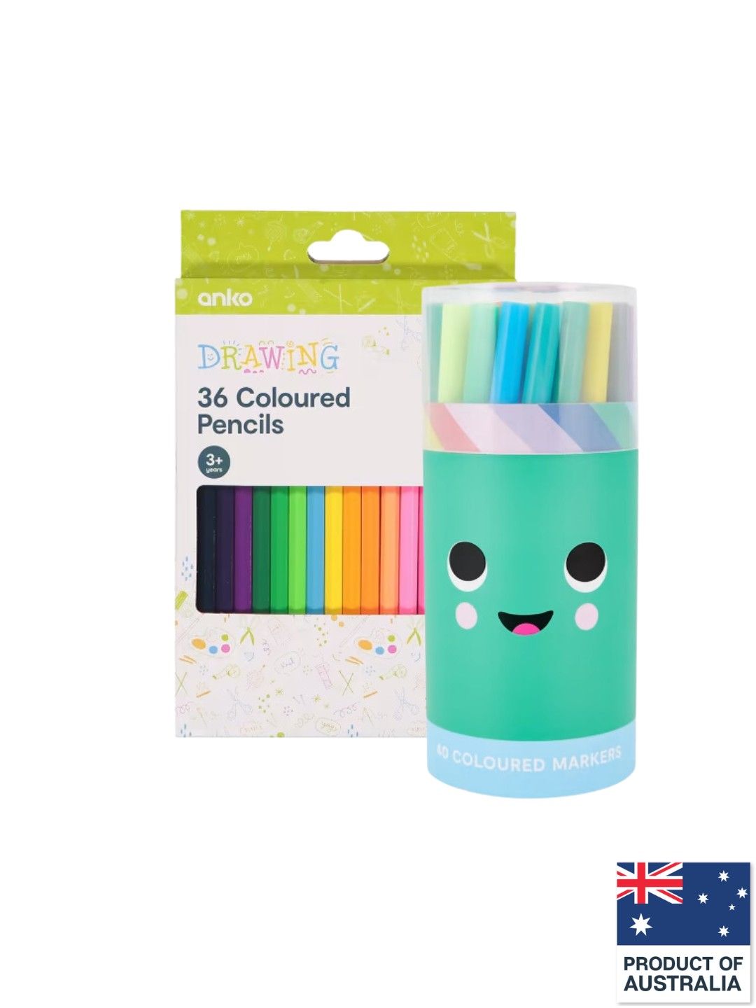 Anko [Bundle of 2] 40 Pack Coloured Markers in Tube + 36 Pack Colour Pencils (No Color- Image 1)