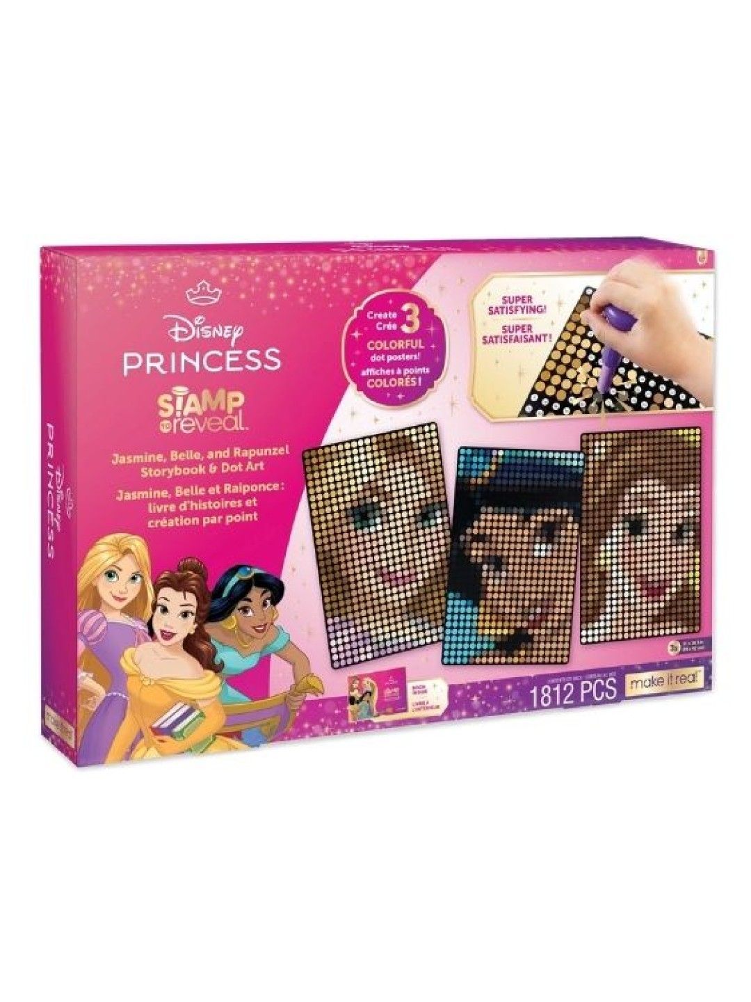 Make It Real Disney Jasmin Belle Rapunzel Dot Art (No Color- Image 1)