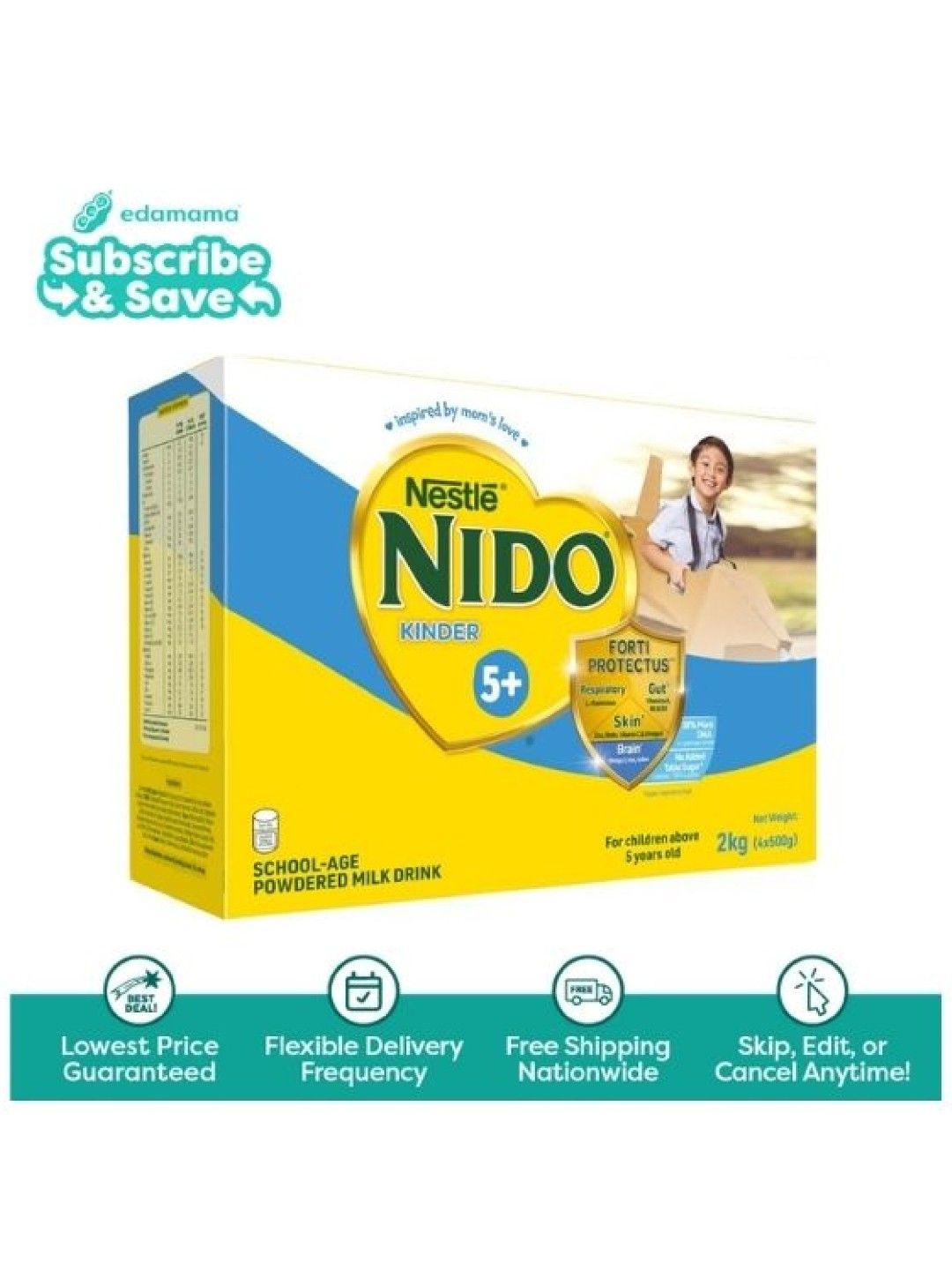 Nido 5+ Powdered Milk Drink For School Age Children Above 5 Years Old 2kg - Subscription
