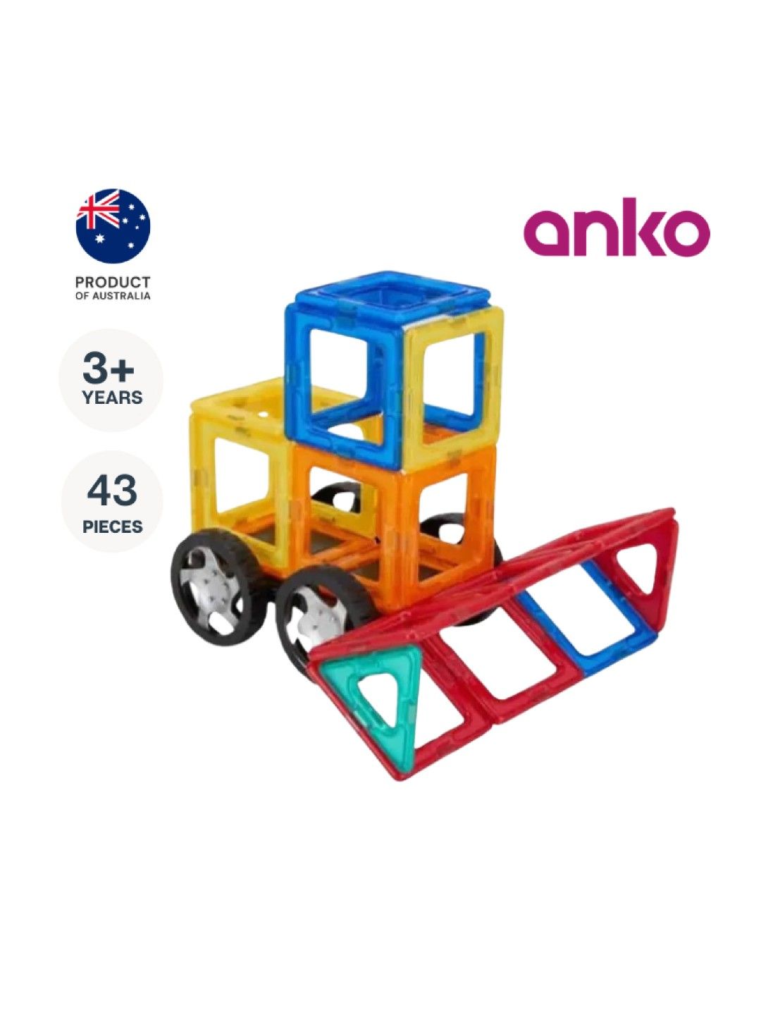 Anko 43-Pieces Magnetic Tiles Construction Set (No Color- Image 1)