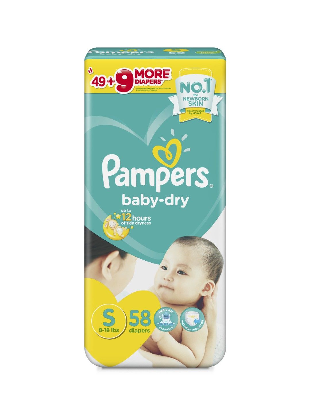 Pampers Baby Dry Taped Small 58s x 1 pack (58 pcs)