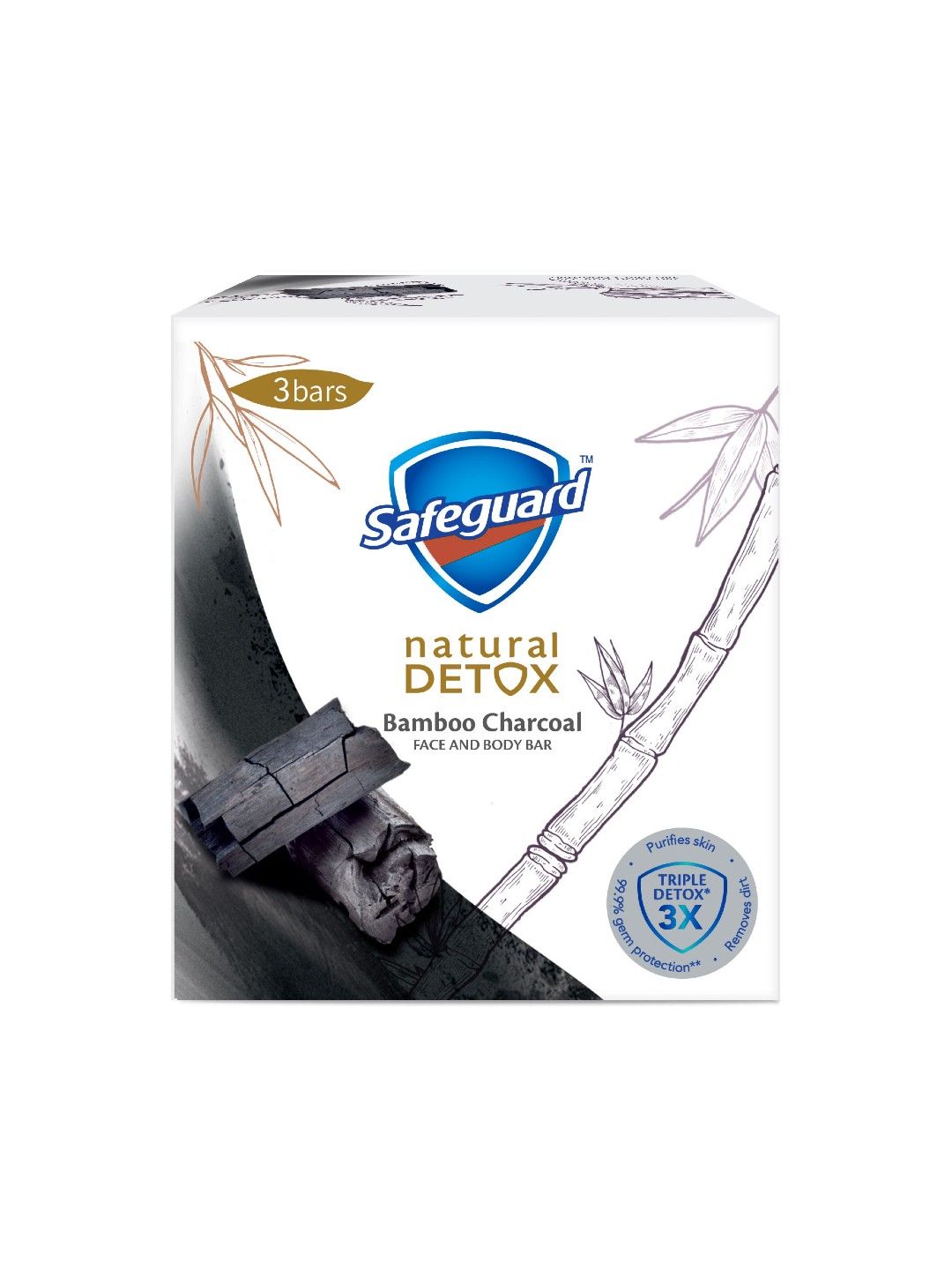 Safeguard Detox Face and Body Bar Soap Charcoal (3 x 108g)