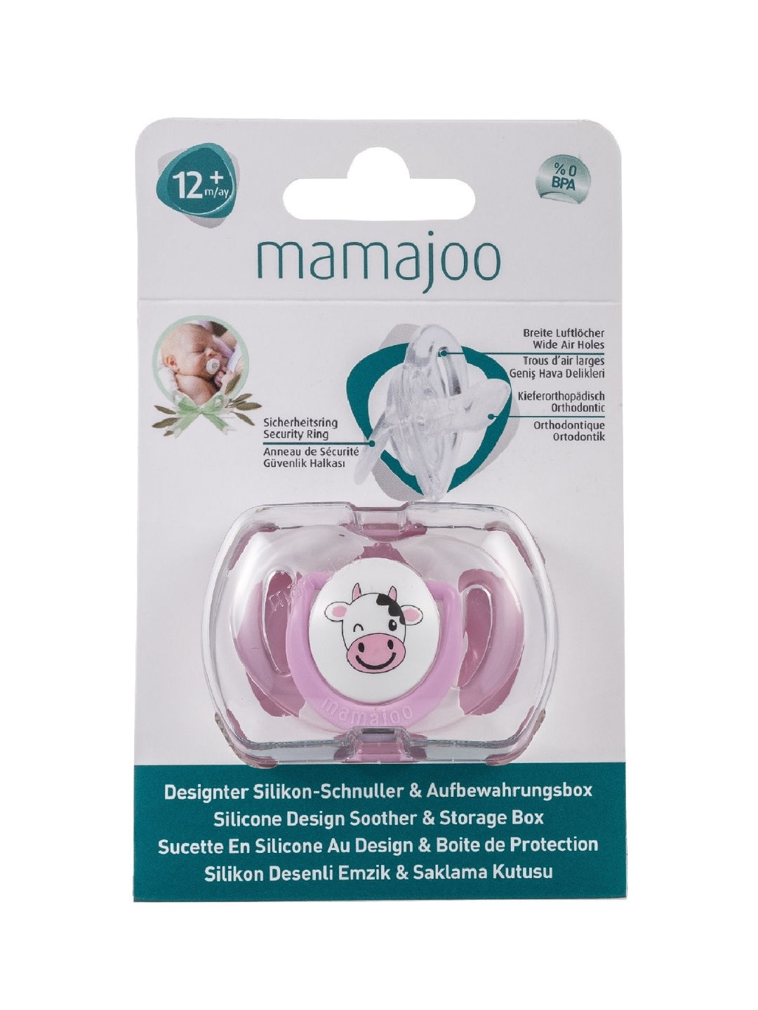 Mamajoo Silicone Orthodontic Soother (12+M) (Pink- Image 2)