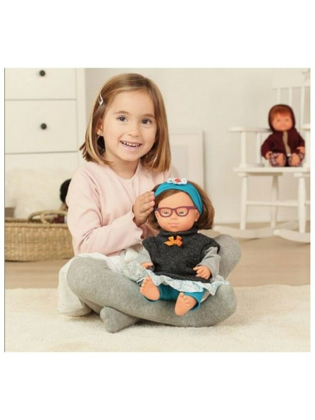 Miniland Dolls Baby Doll Caucasian Girl with Down Syndrome with Glasses (38 cm) (No Color- Image 4)