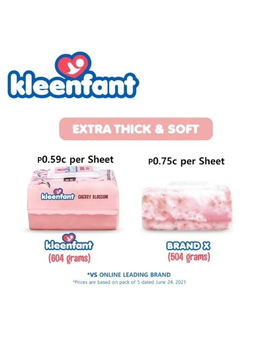 Kleenfant Cherry Blossom Cleansing Wipes (95 Sheets) Pack of 3 (No Color- Image 4)